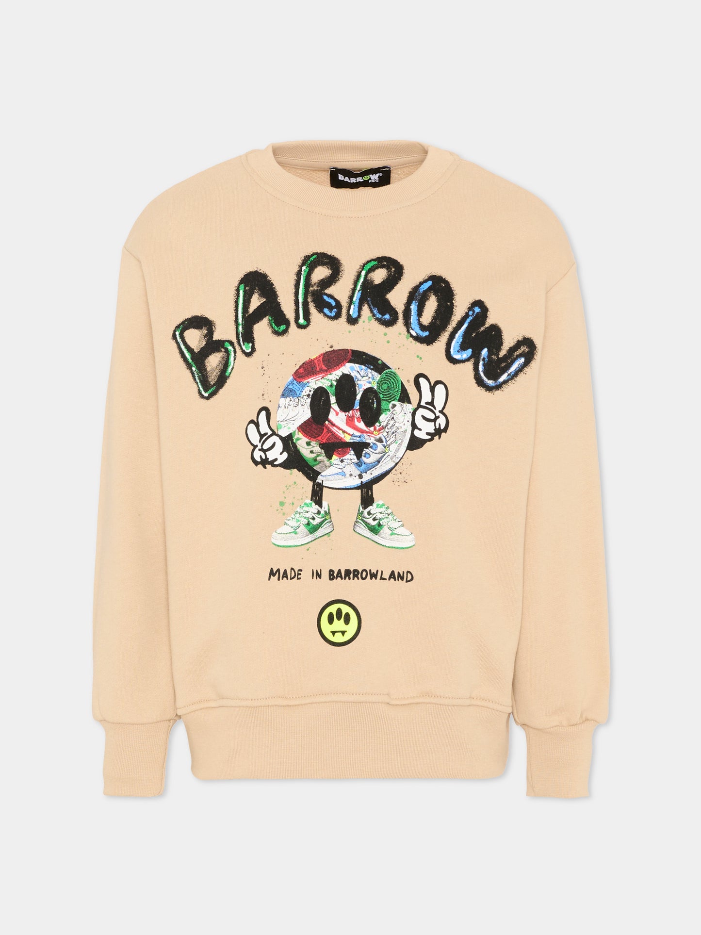 Felpa beige Barrow per bambino con stampa,Barrow,S6BKJUSW098 092