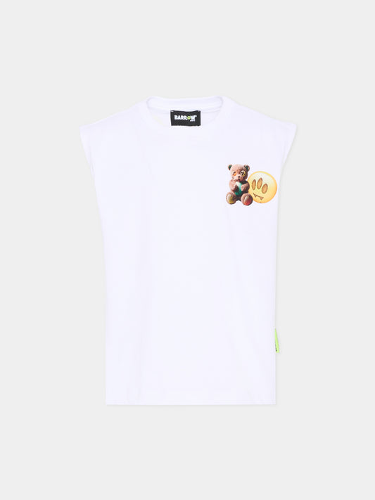 Canotta bianca per bambino con logo,Barrow,S6BKJUTA077 002