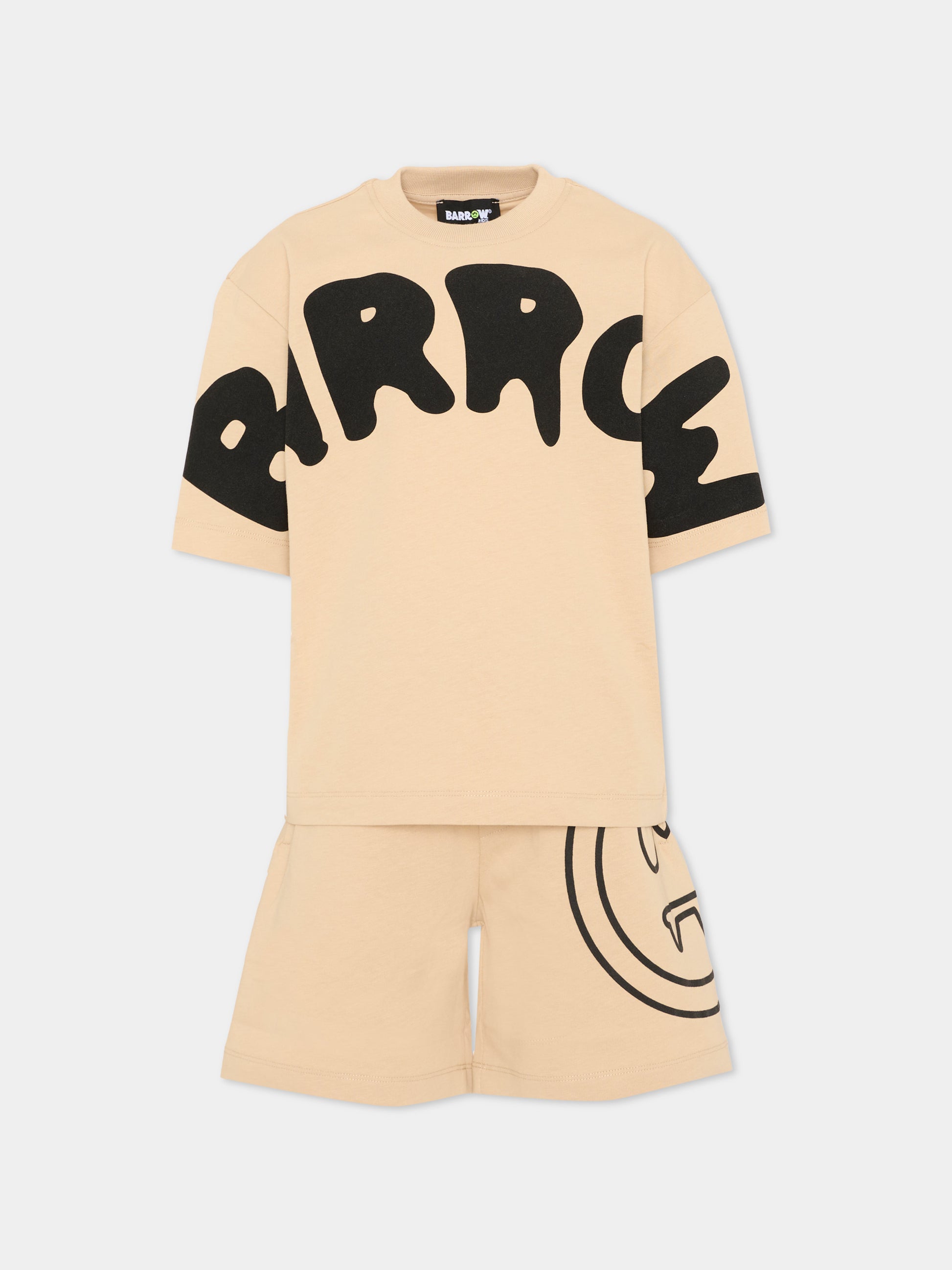 Completo sportivo beige per bambino con logo,Barrow,S6BKJUTB030 092