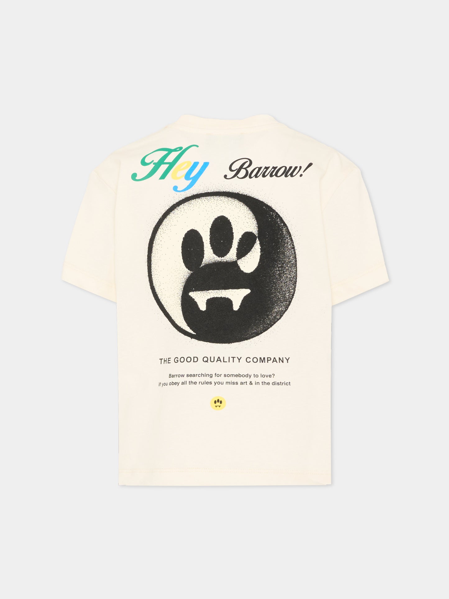 T-Shirt avorio per bambino con stampa logo,Barrow,S6BKJUTH062 013