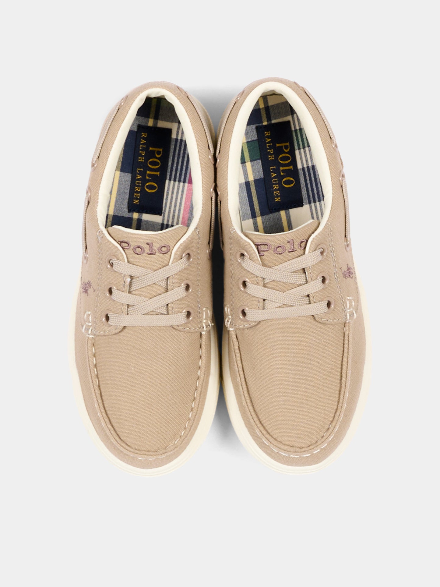 Mocassini beige per bambino con Polo Pony,Ralph Lauren Kids,RL04220256