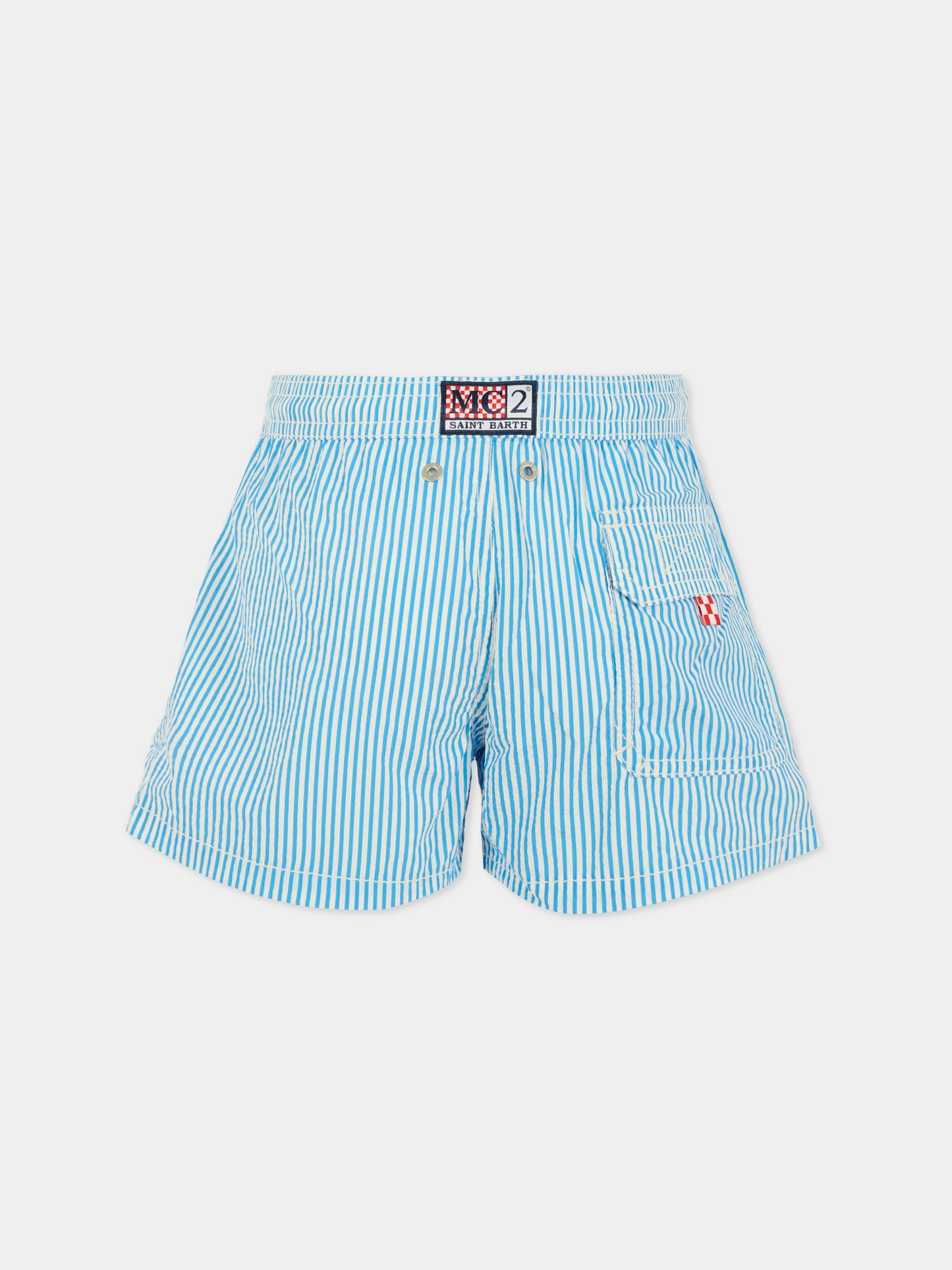 Boxer mare azzurro per bambino con logo ricamato,Mc2 Saint Barth,PATM002 01059H