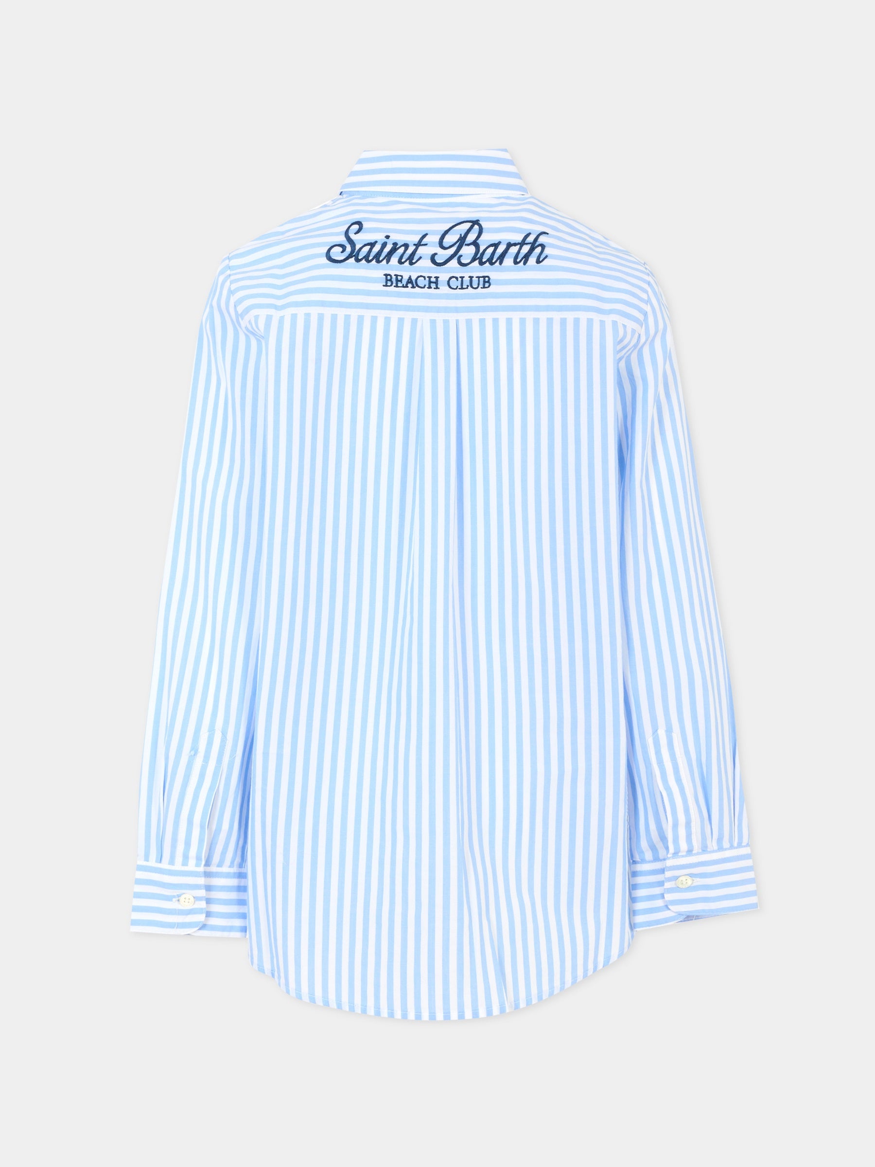 Camicia celeste per bambino con logo blu,Mc2 Saint Barth,BRIG003 03864H