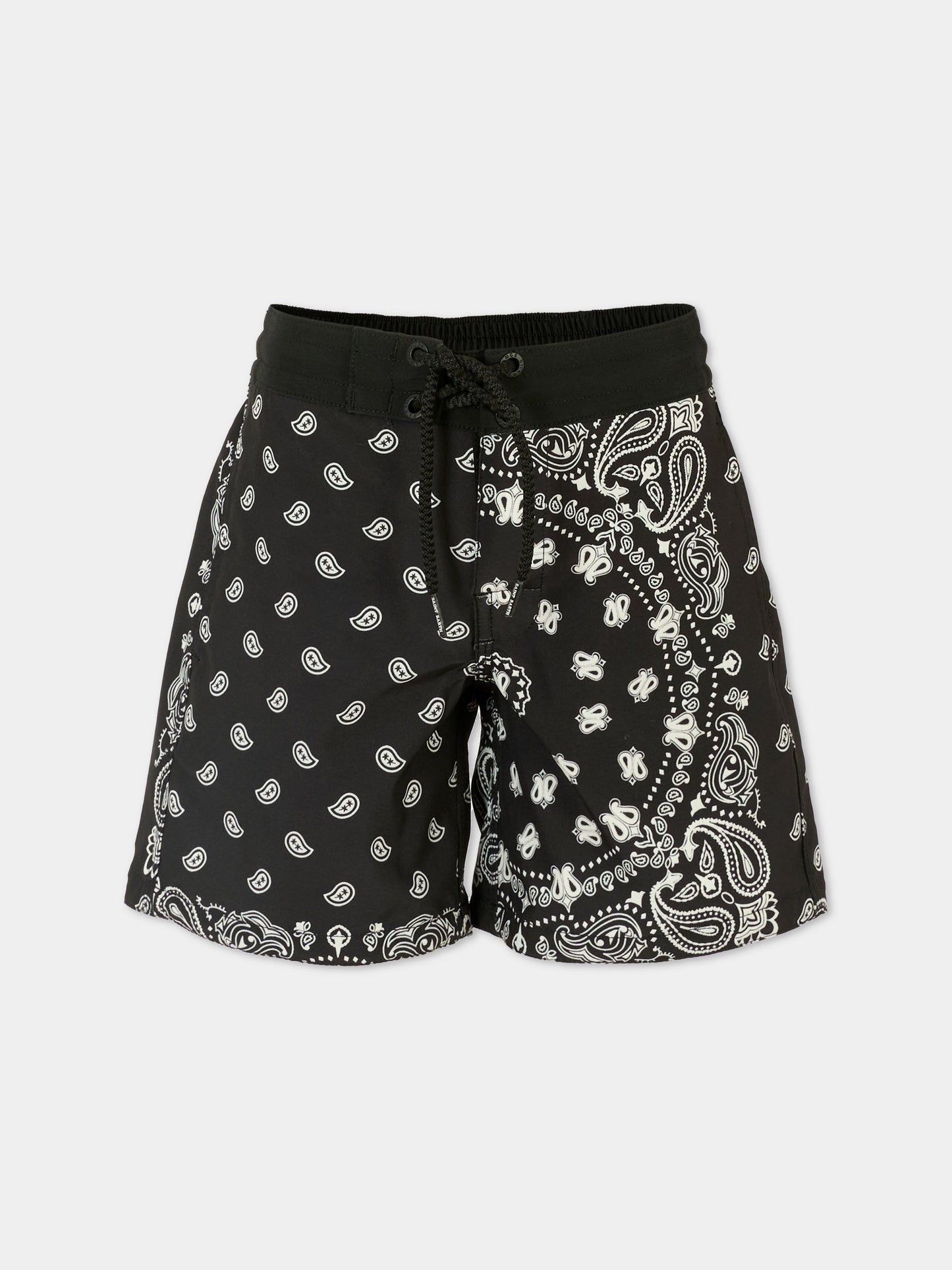 Boxer mare nero per bambino con stampa bandana,Mc2 Saint Barth,COM0003 01701H