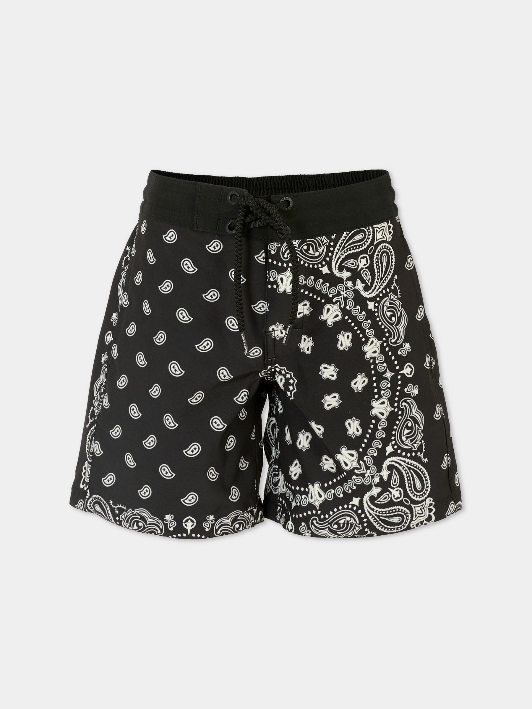 Boxer mare nero per bambino con stampa bandana,Mc2 Saint Barth,COM0003 01701H