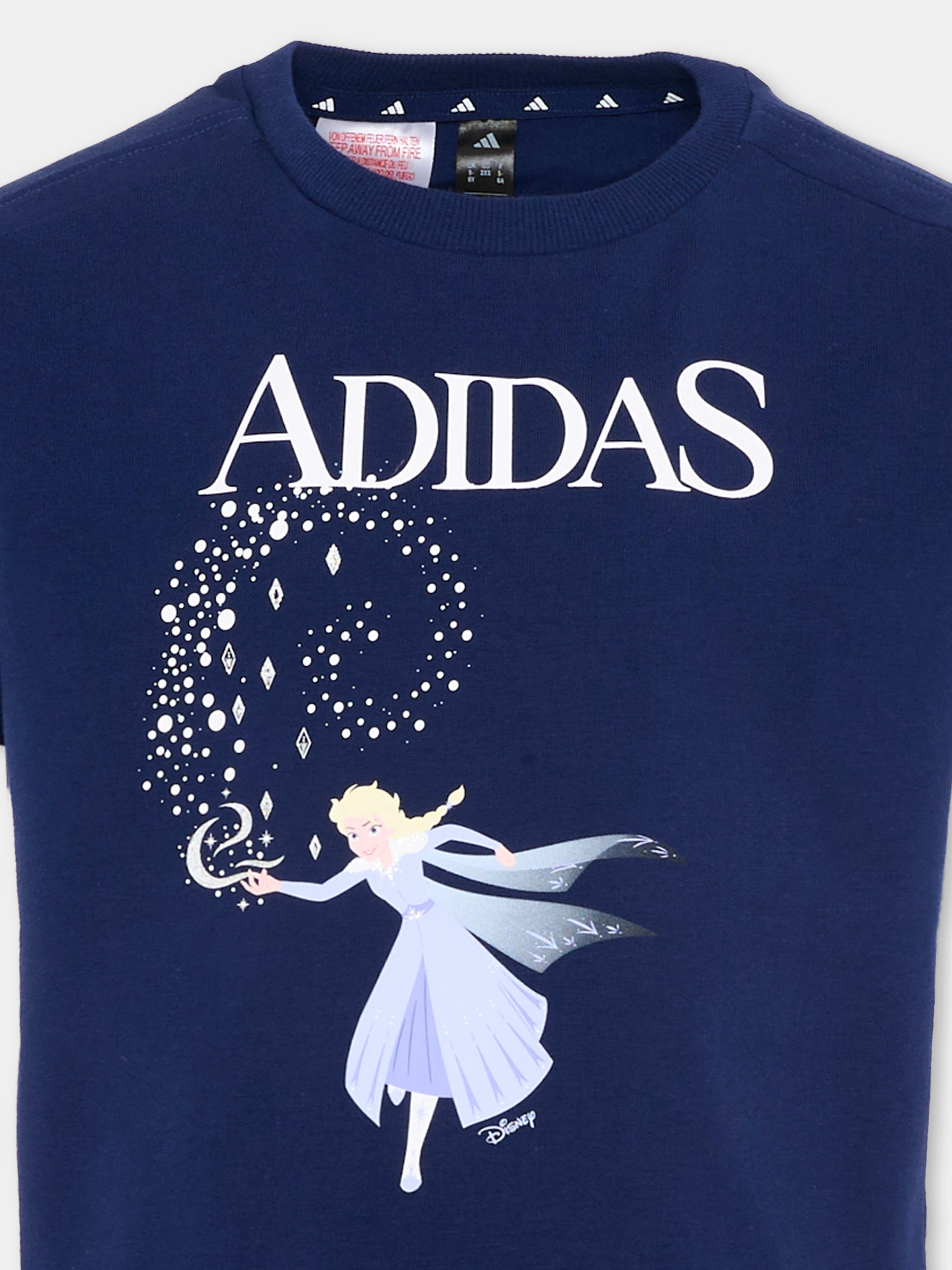 T-Shirt blu per bambina con Frozen,Adidas,JZ7664
