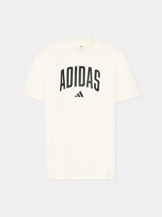 T-shirt avorio per bambini con logo,Adidas,KE1347