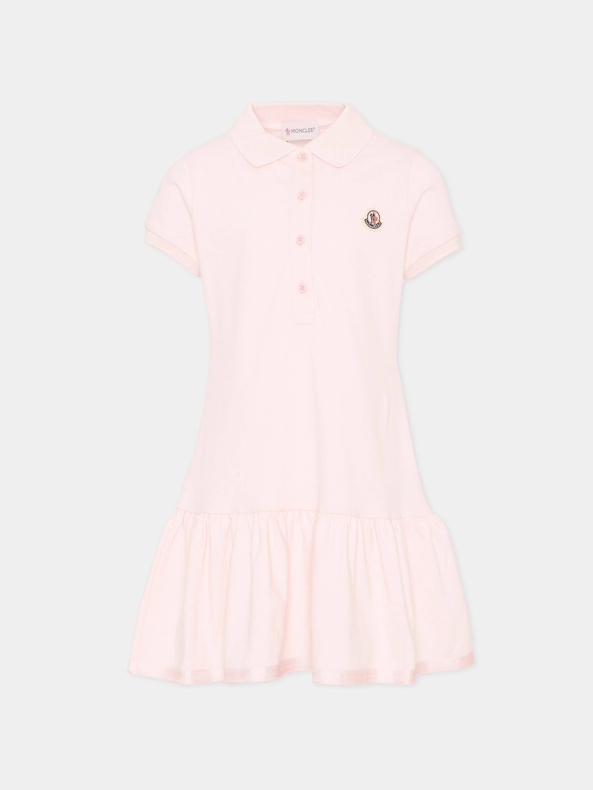 Vestito rosa polo per bambina con logo,Moncler Kids,L1954 8I00014 8496F 503