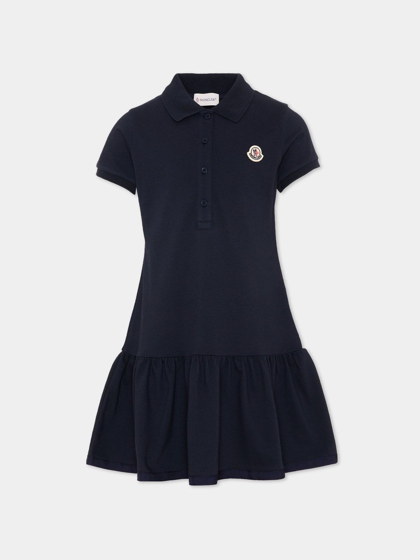Vestito blu polo per bambina con logo,Moncler Kids,L1954 8I00014 8496F 773