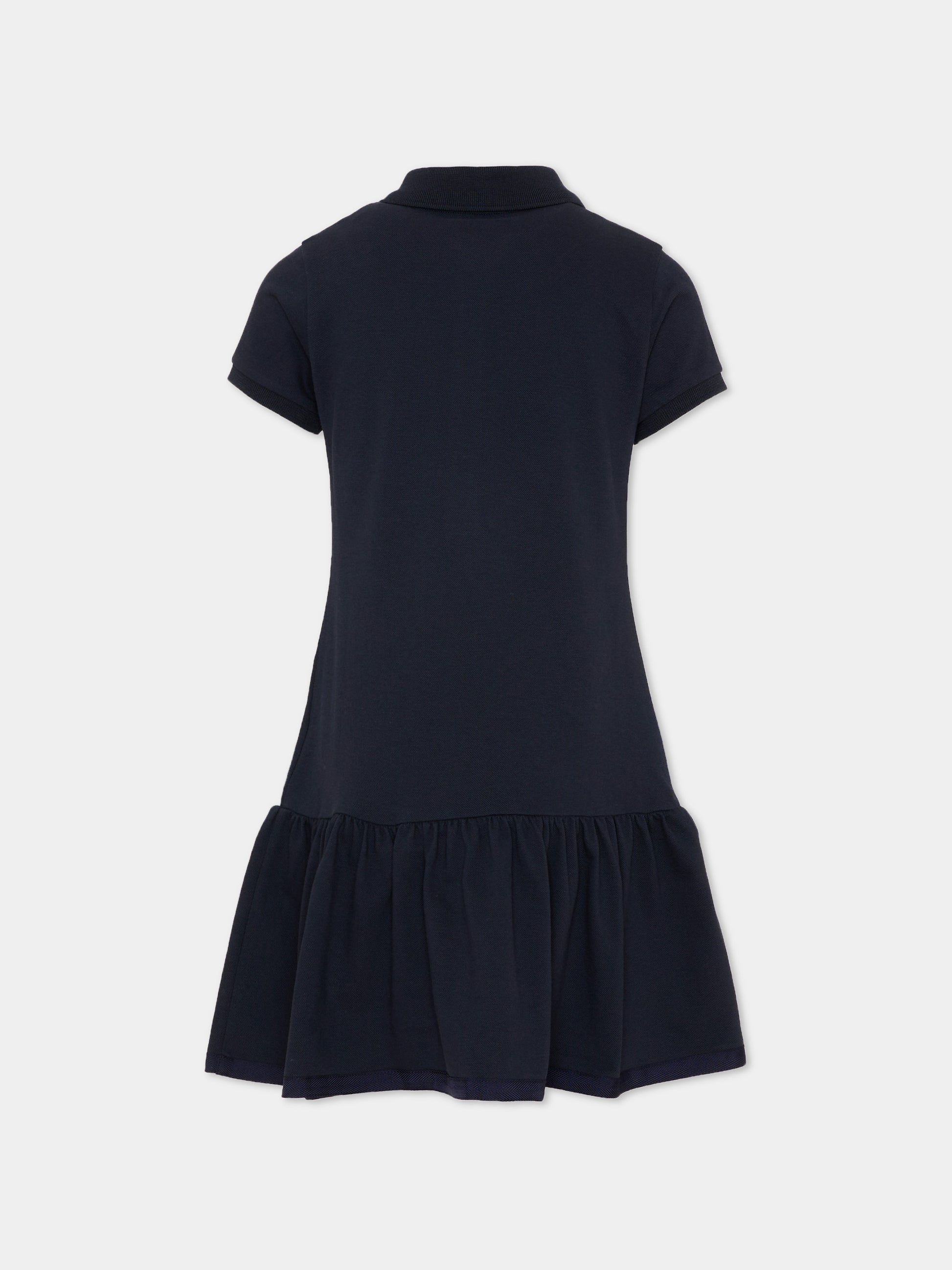 Vestito blu polo per bambina con logo,Moncler Kids,L1954 8I00014 8496F 773