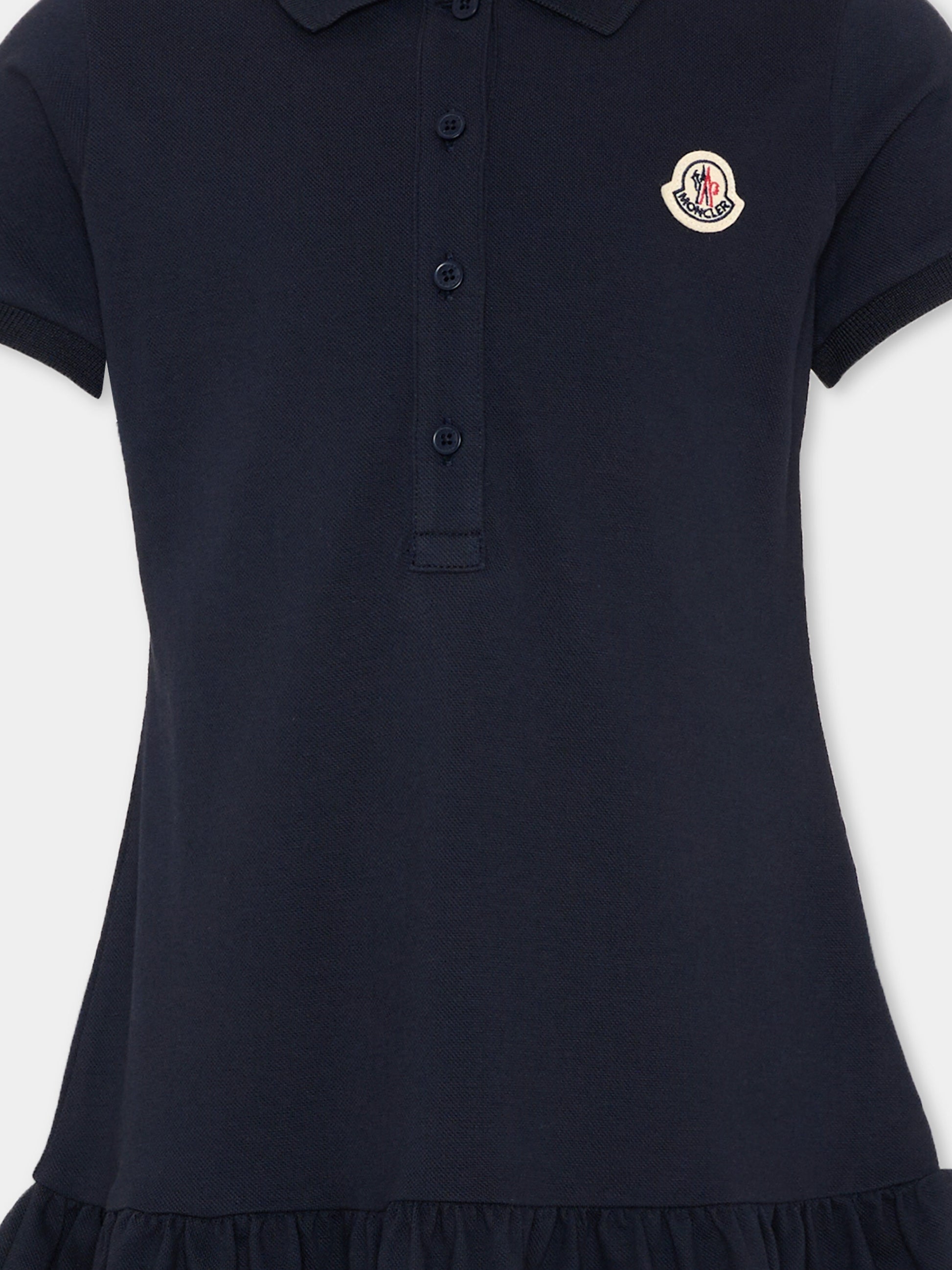 Vestito blu polo per bambina con logo,Moncler Kids,L1954 8I00014 8496F 773