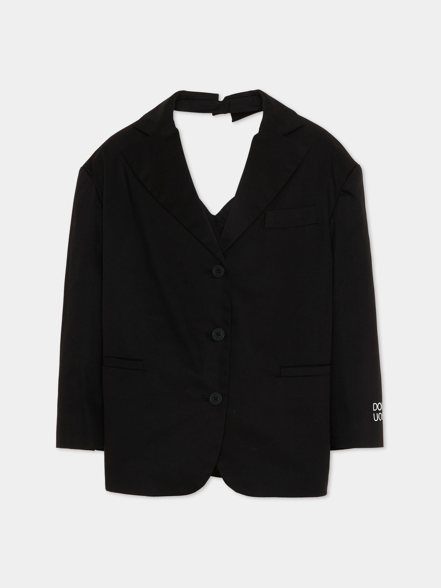 Giacca nera per bambina con maxi fiocco,Douuod Kids,DY2A04-G0197 930