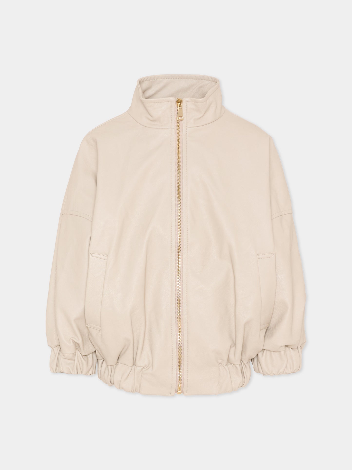 Bomber beige per bambina con logo,Douuod Kids,DY2P57-H0076 108