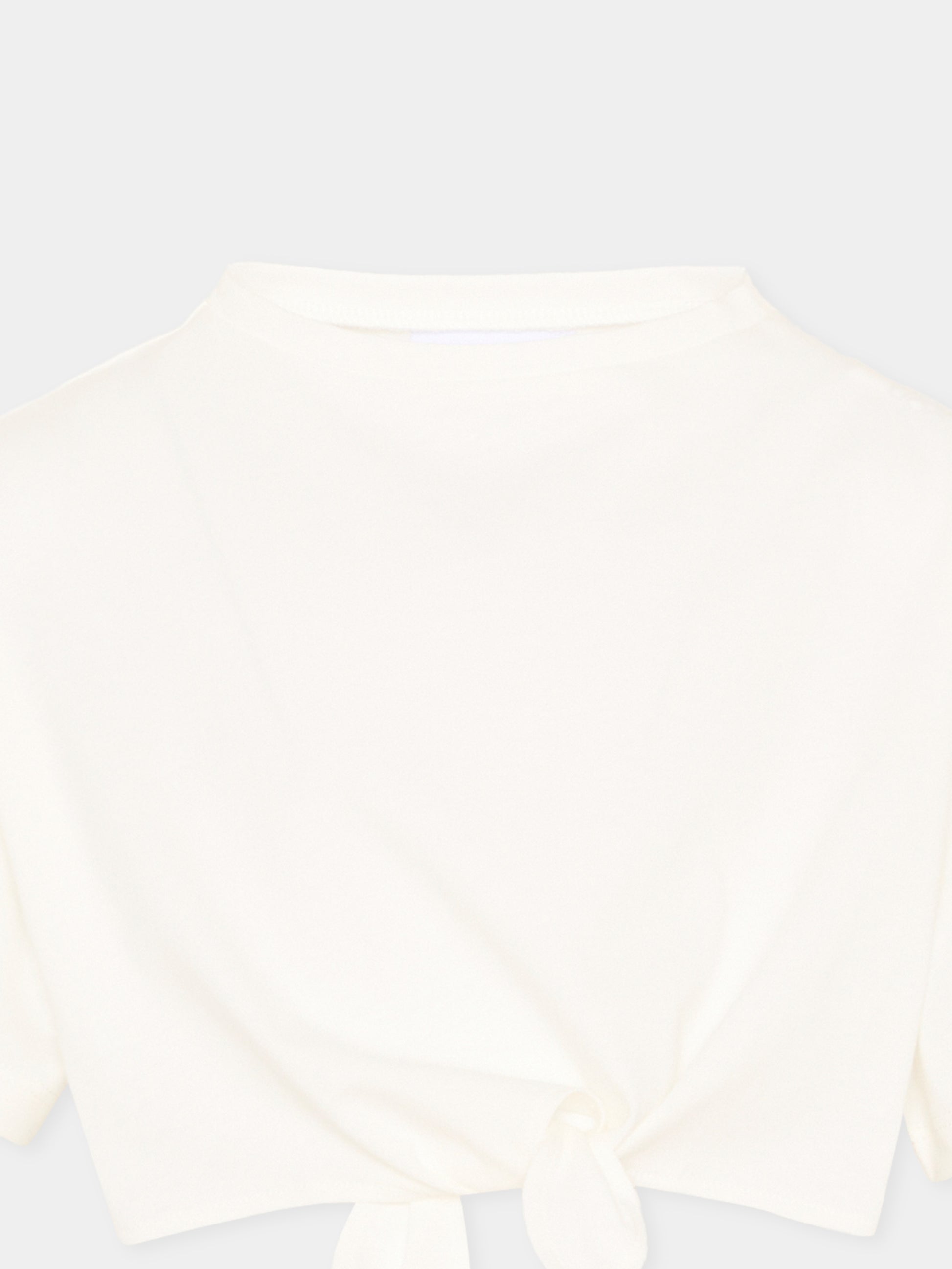 T-Shirt avorio per bambina cropped,Douuod Kids,DY8A11-Z3708 101