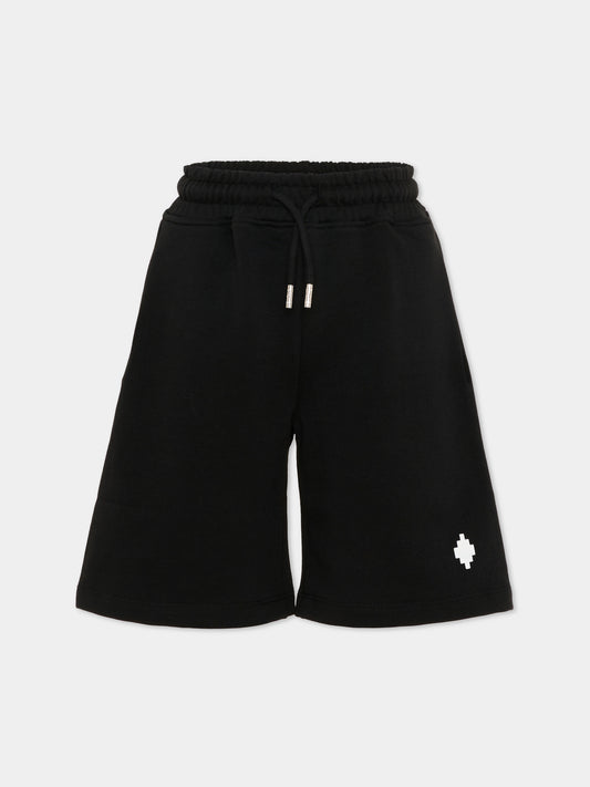 Shorts sportivi nero per bambino con logo,County Of Milan Kids,S6CMJBBE005 110