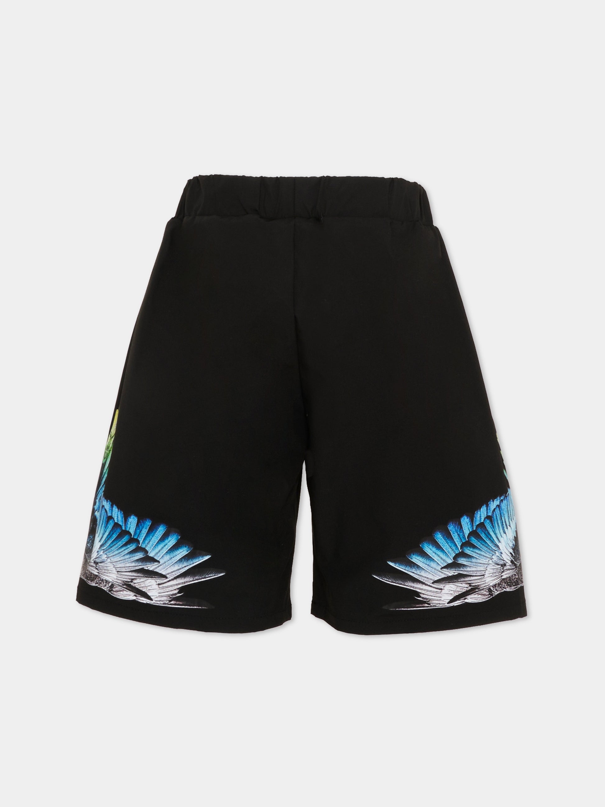 Shorts neri con ali per bambino,County Of Milan Kids,S6CMJBBE125 110