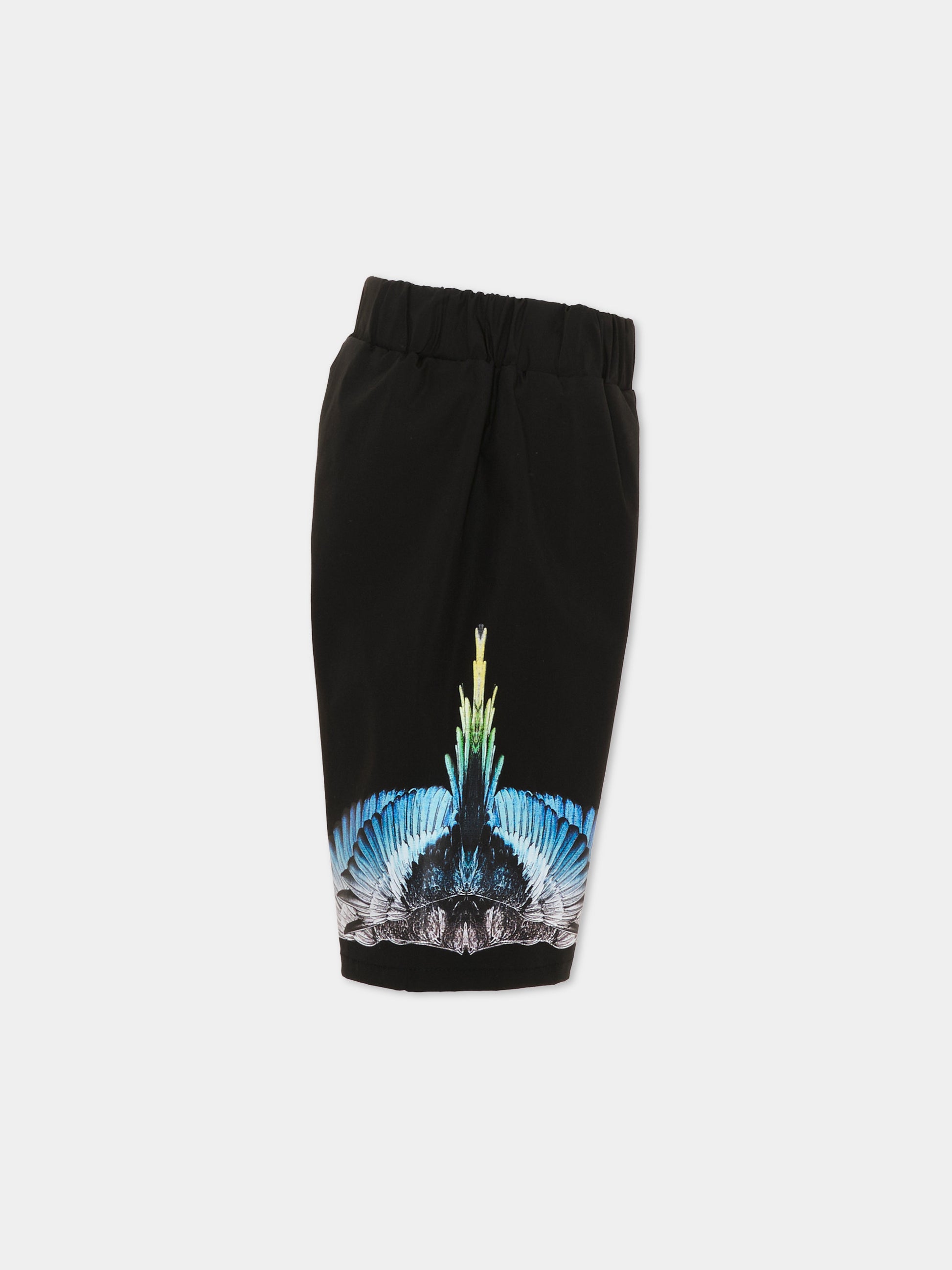 Shorts neri con ali per bambino,County Of Milan Kids,S6CMJBBE125 110