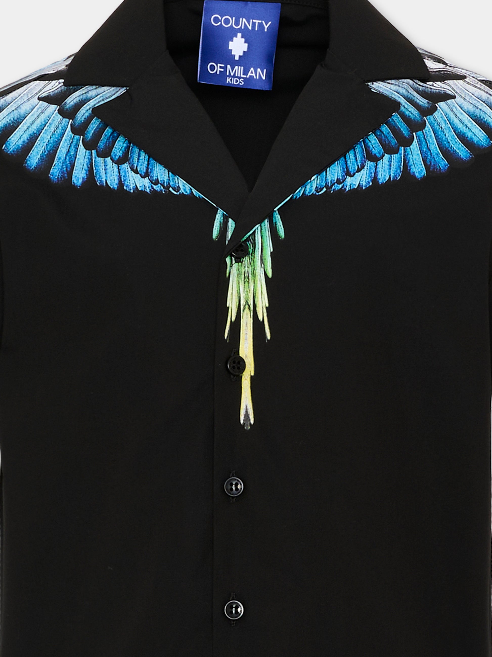 Camicia nera per bambino con ali,County Of Milan Kids,S6CMJBSI123 110