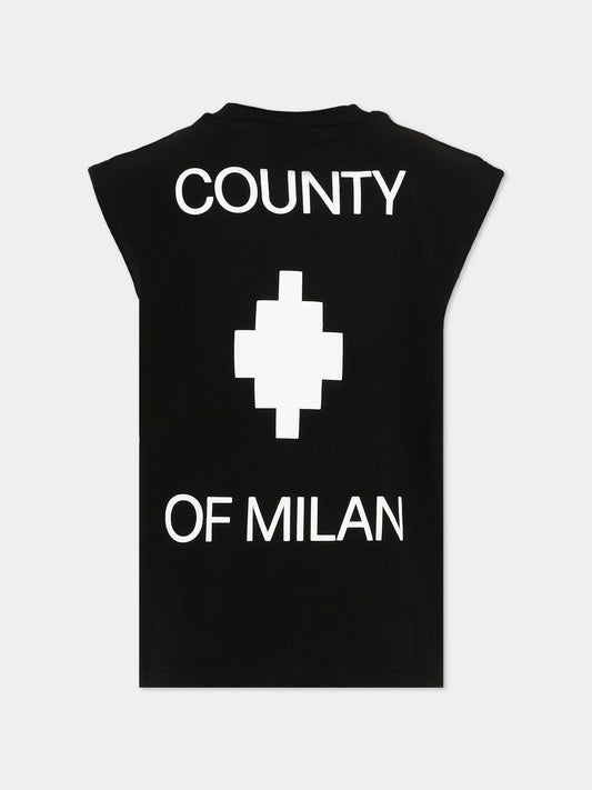 T-Shirt nera per bambino con logo,County Of Milan Kids,S6CMJBTH007 110