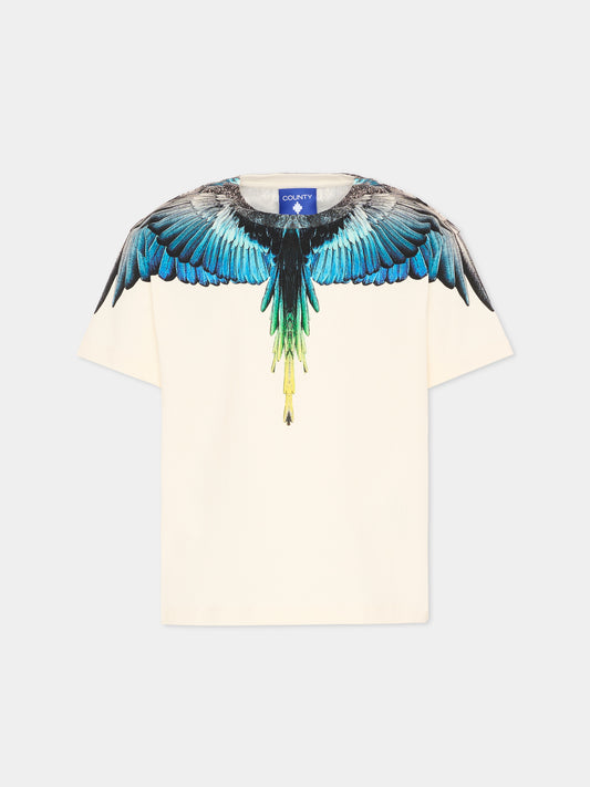 T-shirt bianca per bambino con ali,County Of Milan Kids,S6CMJBTH017 412