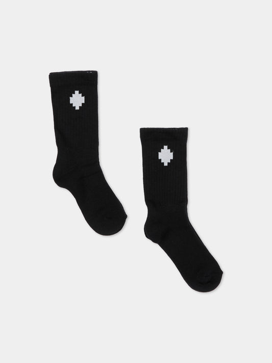 Calze nere per bambini con logo,County Of Milan Kids,S6CMJUSO128 110