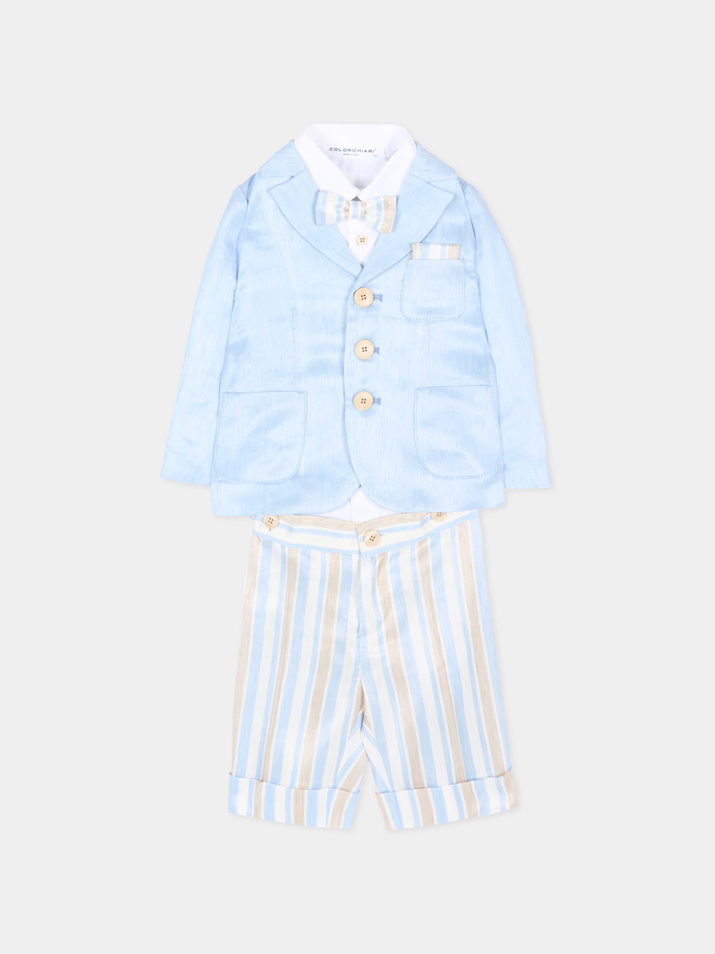 Completo elegante celeste per neonato,Colorichiari,MN568452 4884A 53