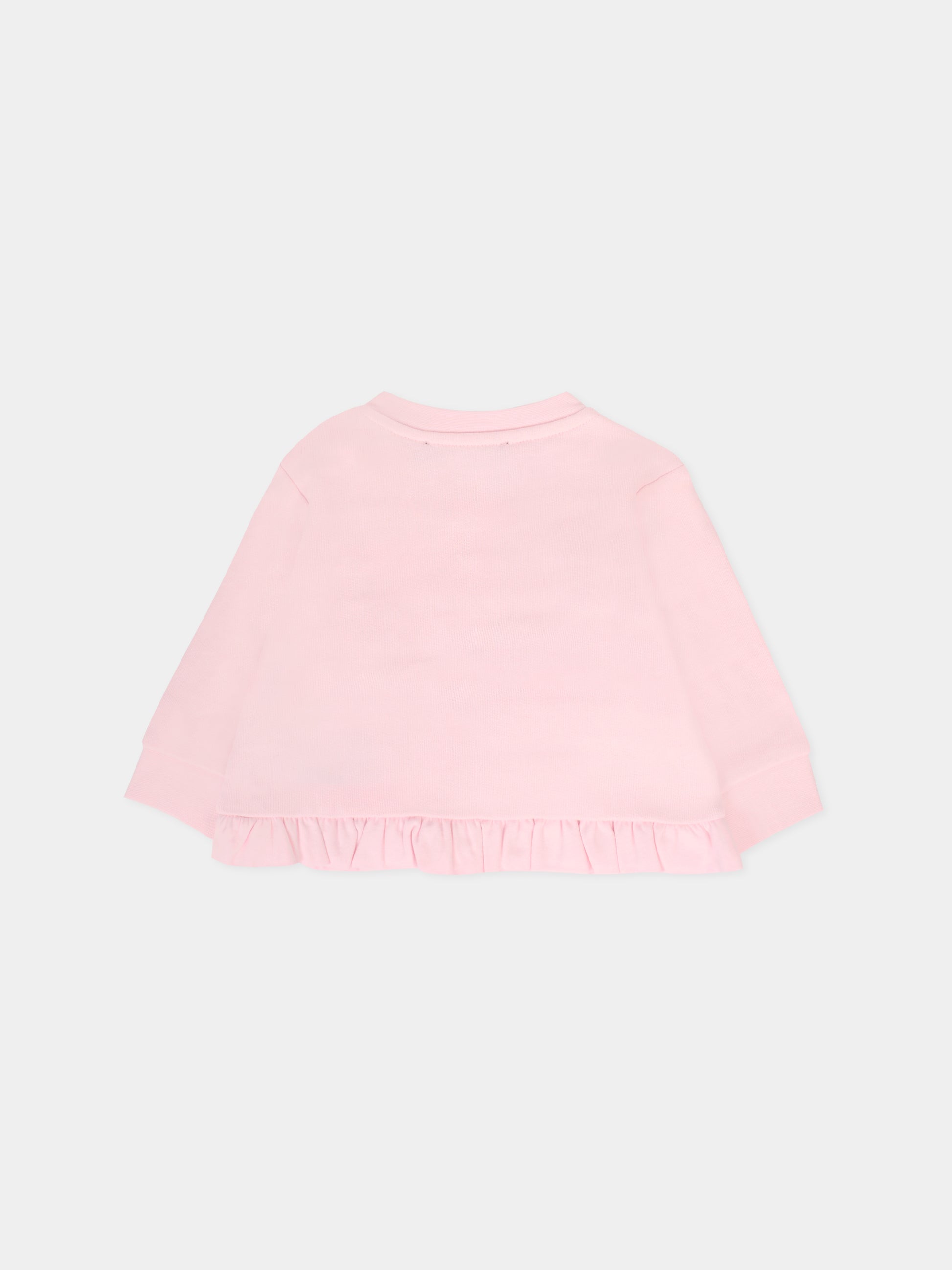 Felpa rosa per neonata con logo bianco,Balmain Kids,6R4010 Z0114 540