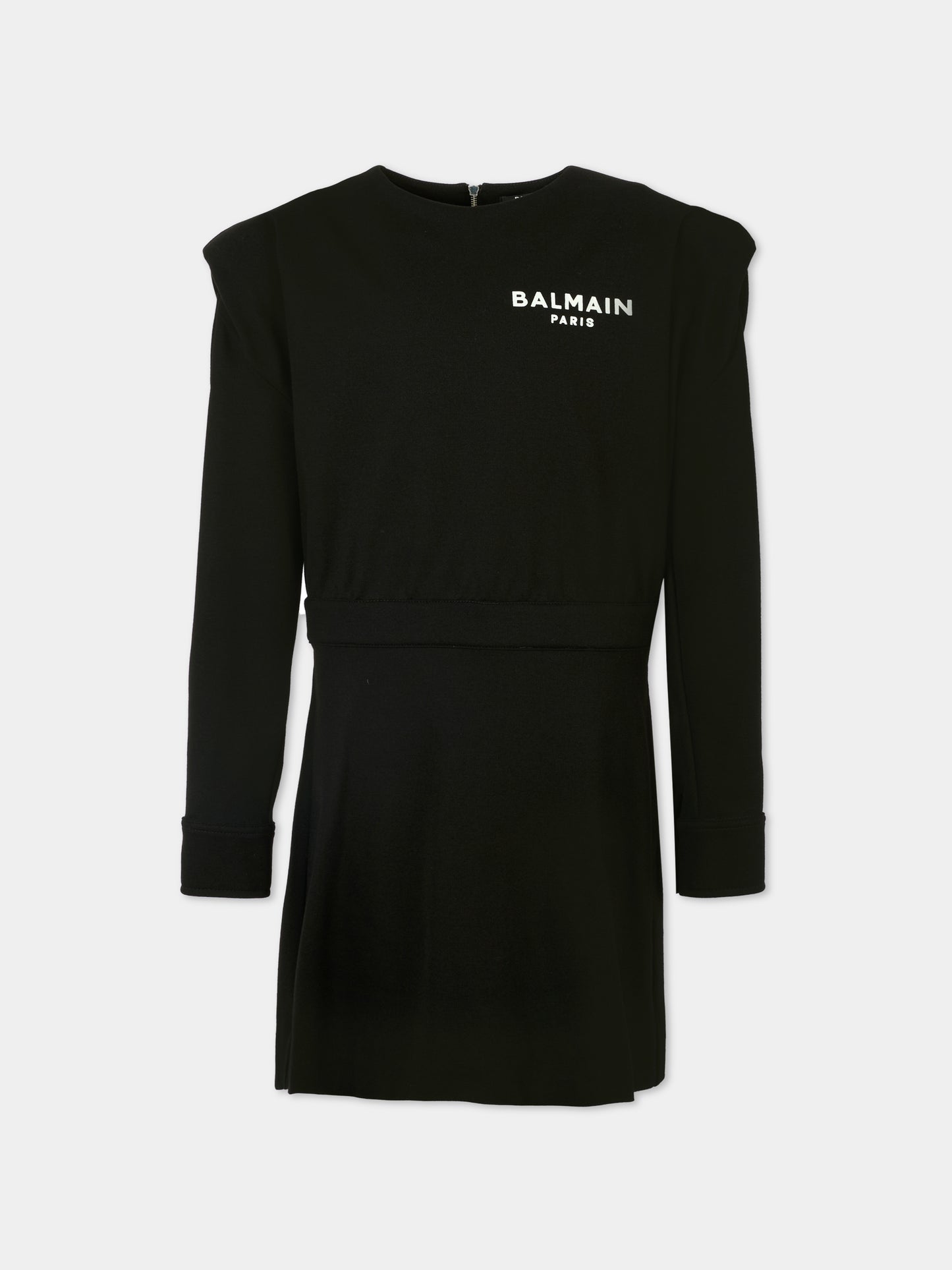 Vestito nero per bambina con logo,Balmain Kids,6R1C70 J0035 930BC