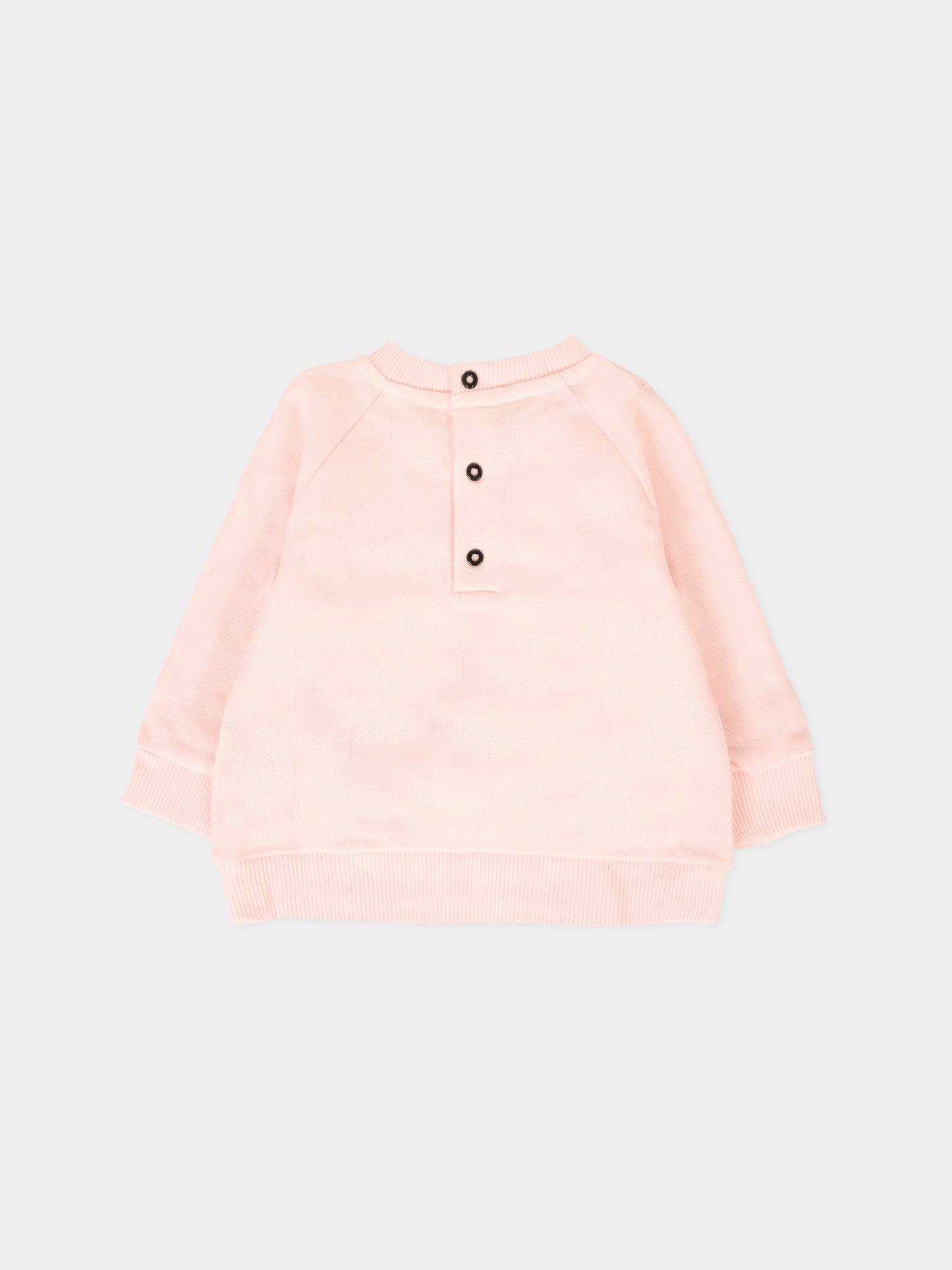 Felpa rosa per neonata con logo nero,Balmain Kids,6R4020 Z0001 539NE