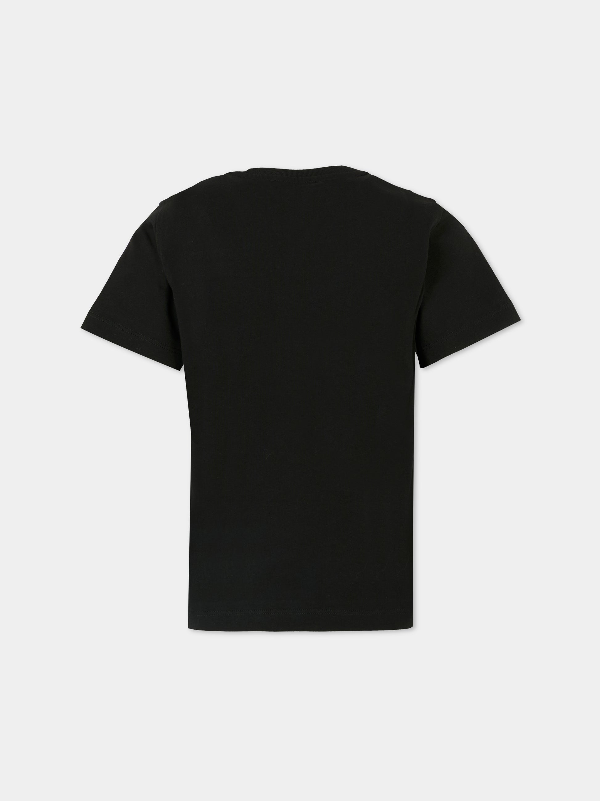 T-shirt nera per bambini con logo,Balmain Kids,BT8P81 Z0082 930