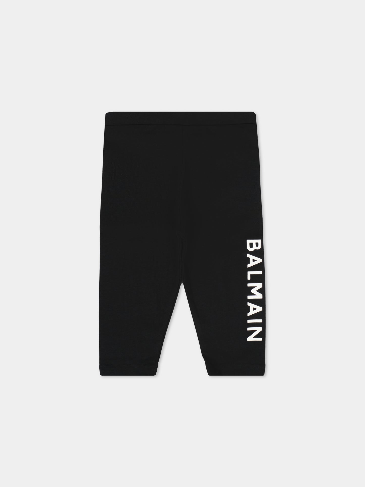 Leggings neri per neonata con logo,Balmain Kids,BT6020 Z1532 930BC