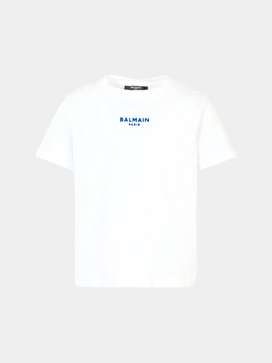 T-shirt bianca per bambini con logo,Balmain Kids,BT8P11 Z0116 100BL