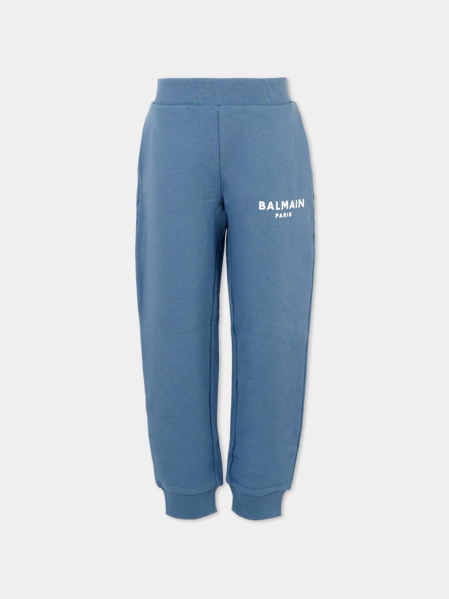 Pantaloni blu per bambini con logo,Balmain Kids,BT6R60 Z0114 668