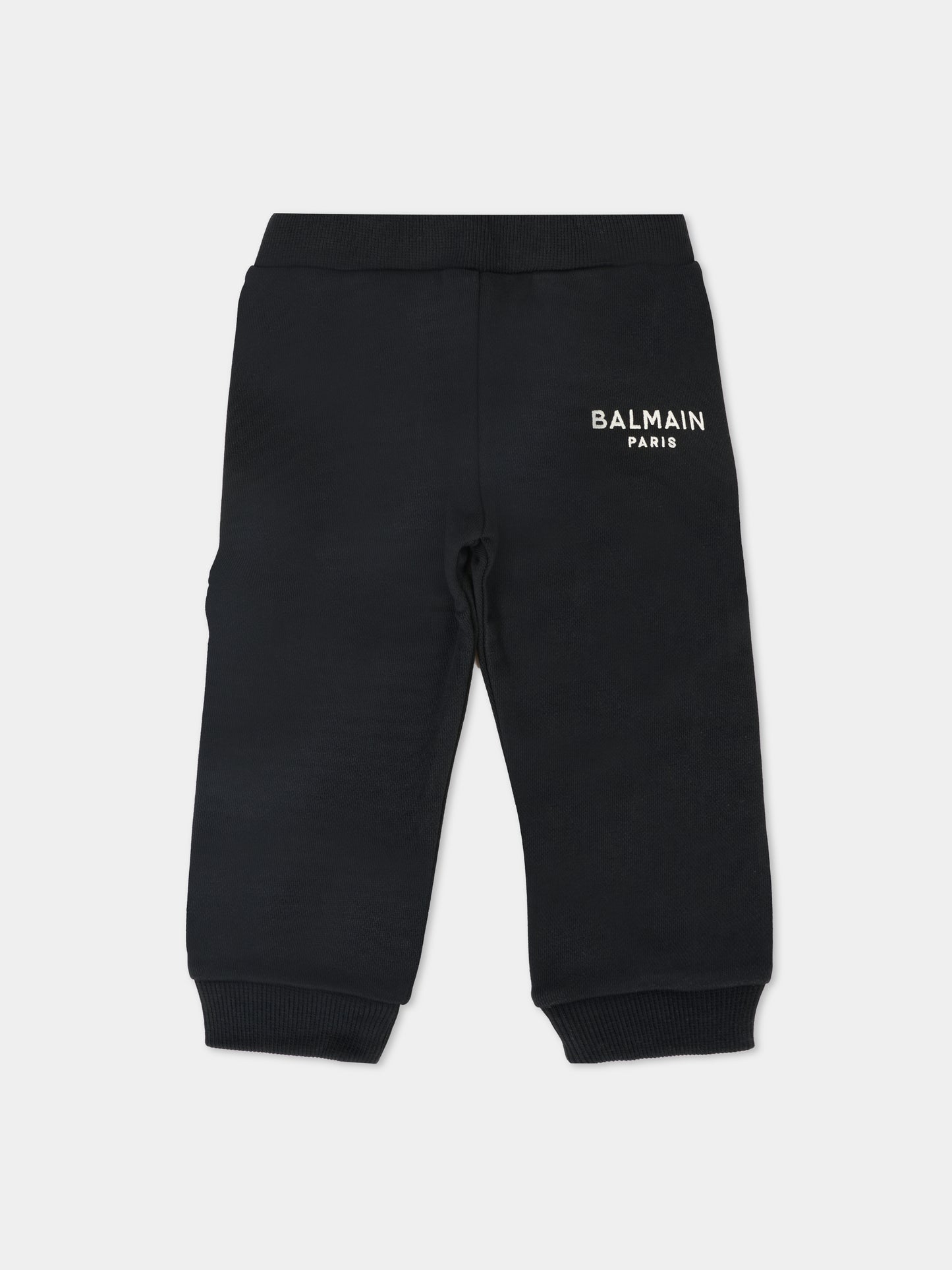 Pantaloni neri per neonati con logo,Balmain Kids,BT6520 Z0081 930AV