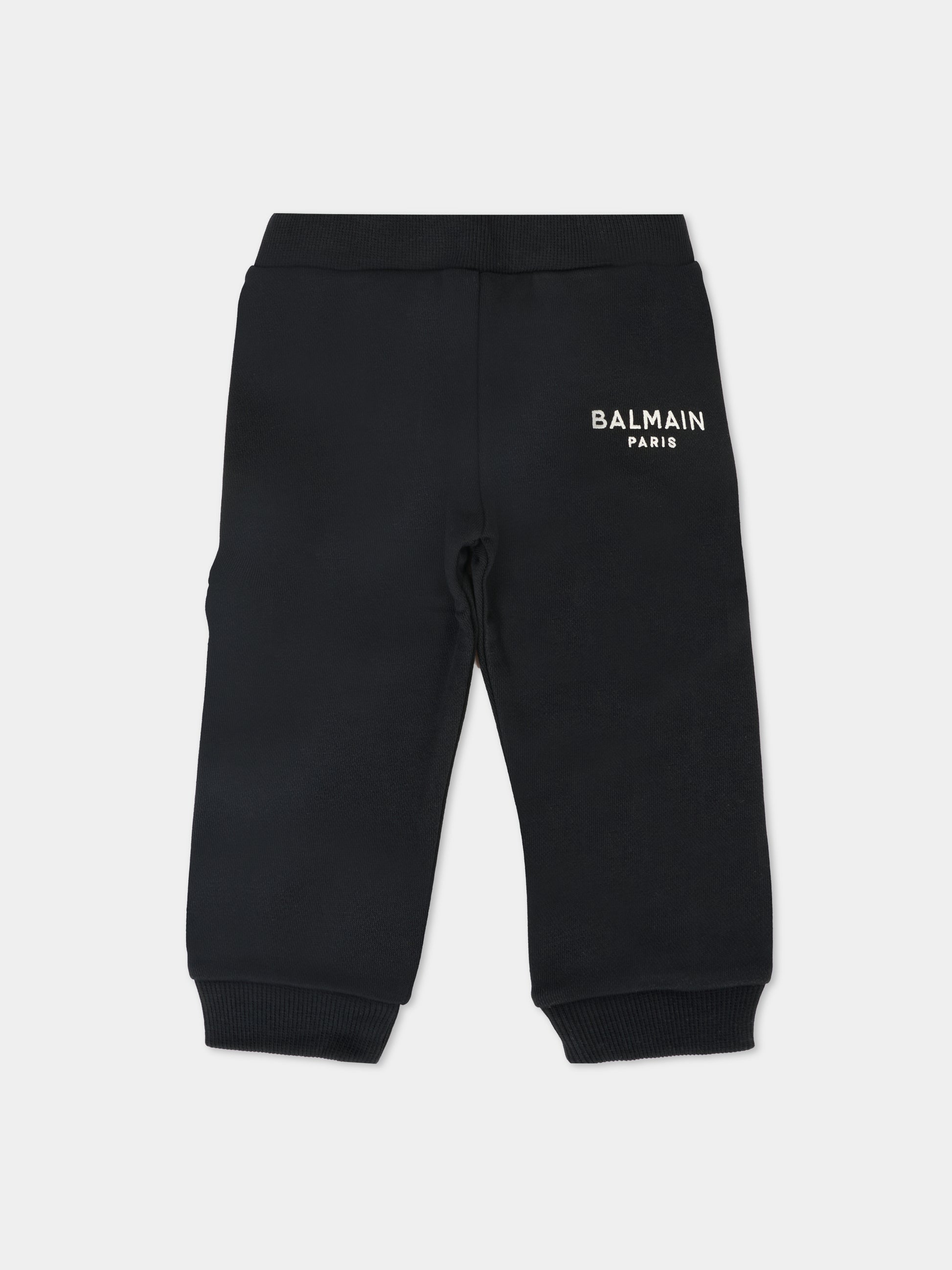 Pantaloni neri per neonati con logo,Balmain Kids,BT6520 Z0081 930AV