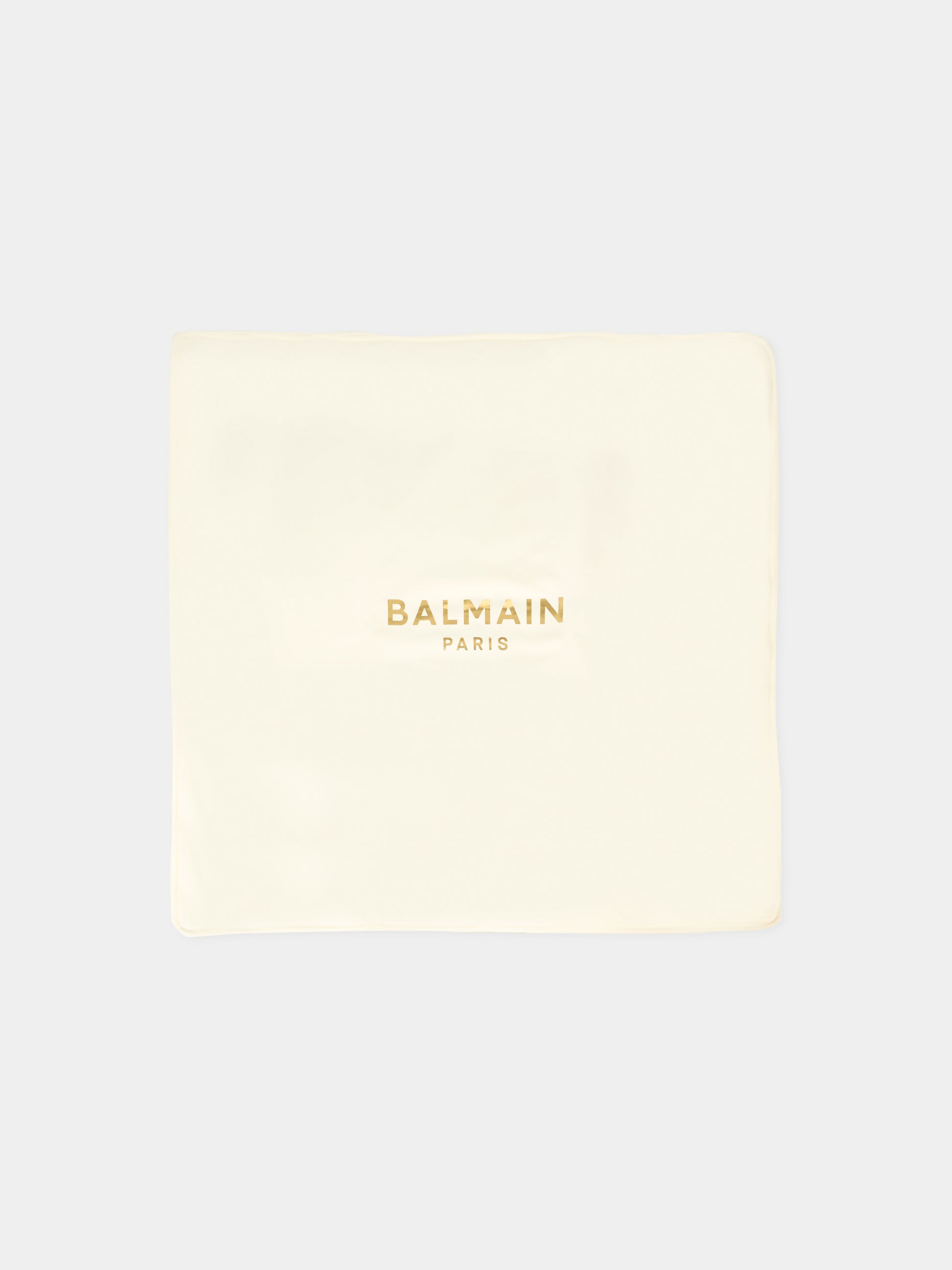 Coperta avorio per neonati con logo,Balmain Kids,BT0680 Z1518 102OR