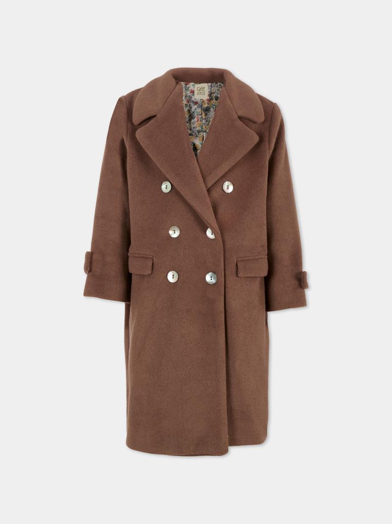 Cappotto marrone per bambina,Caffe' D'orzo,ZT2A10 E0127 320
