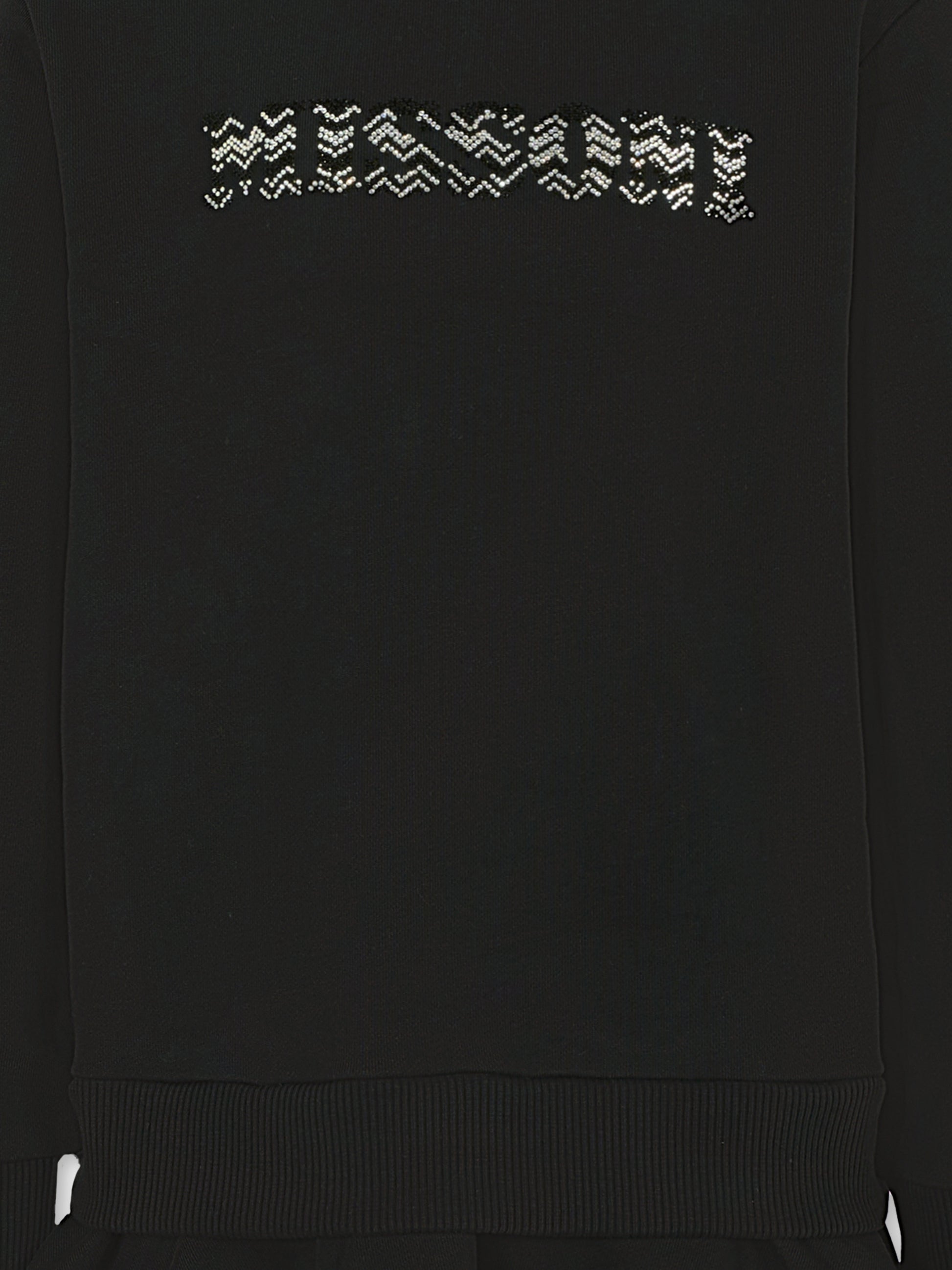 Vestito nero per bambina con logo di strass,Missoni,MT1C30 F0061 930