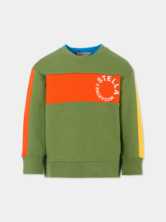 Felpa verde per bambino con logo,Stella Mccartney Kids,TT4P20 Z0409 722