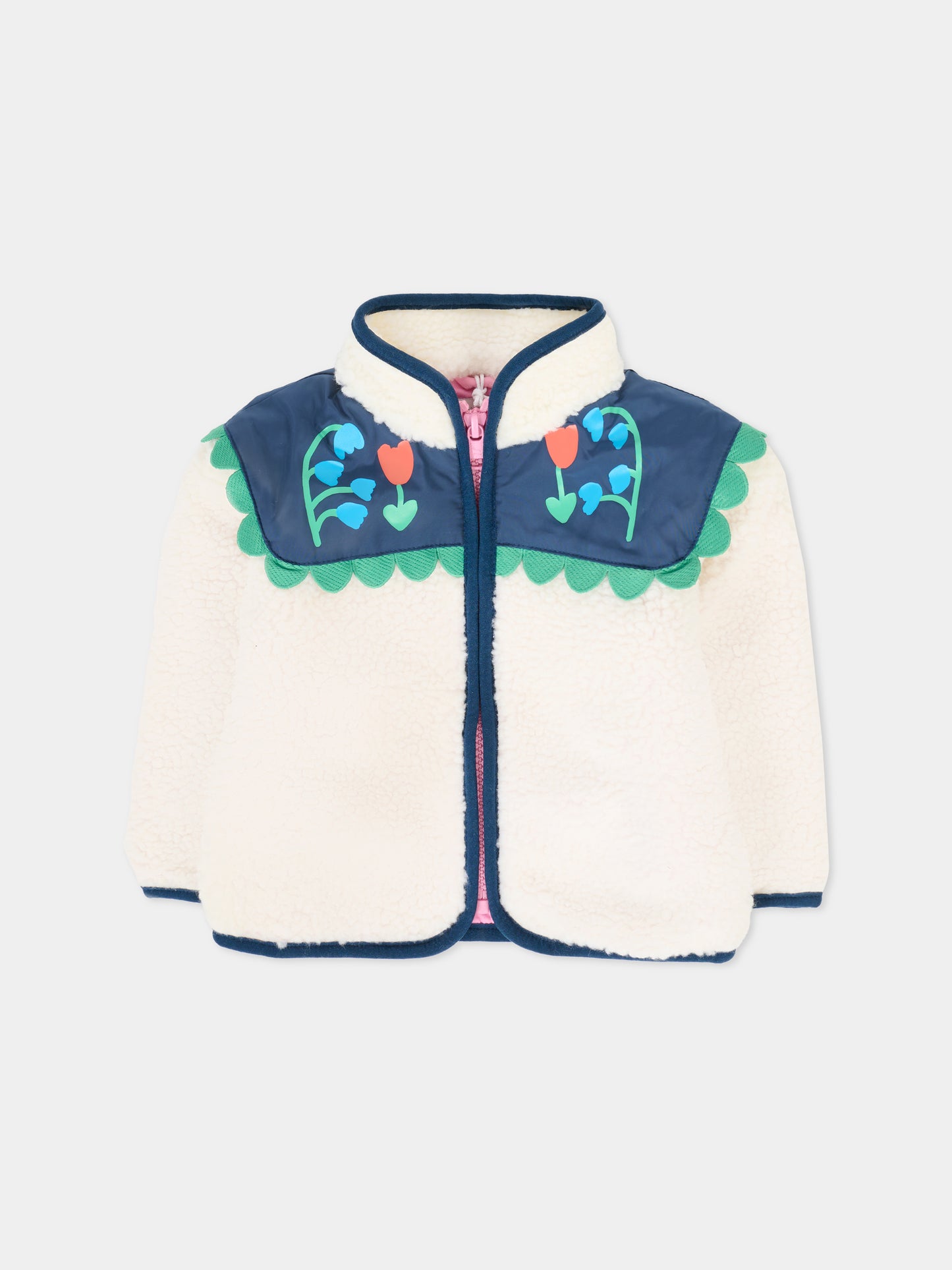 Ecopelliccia avorio per neonata con fiori,Stella Mccartney Kids,TT2097 Z0506 101