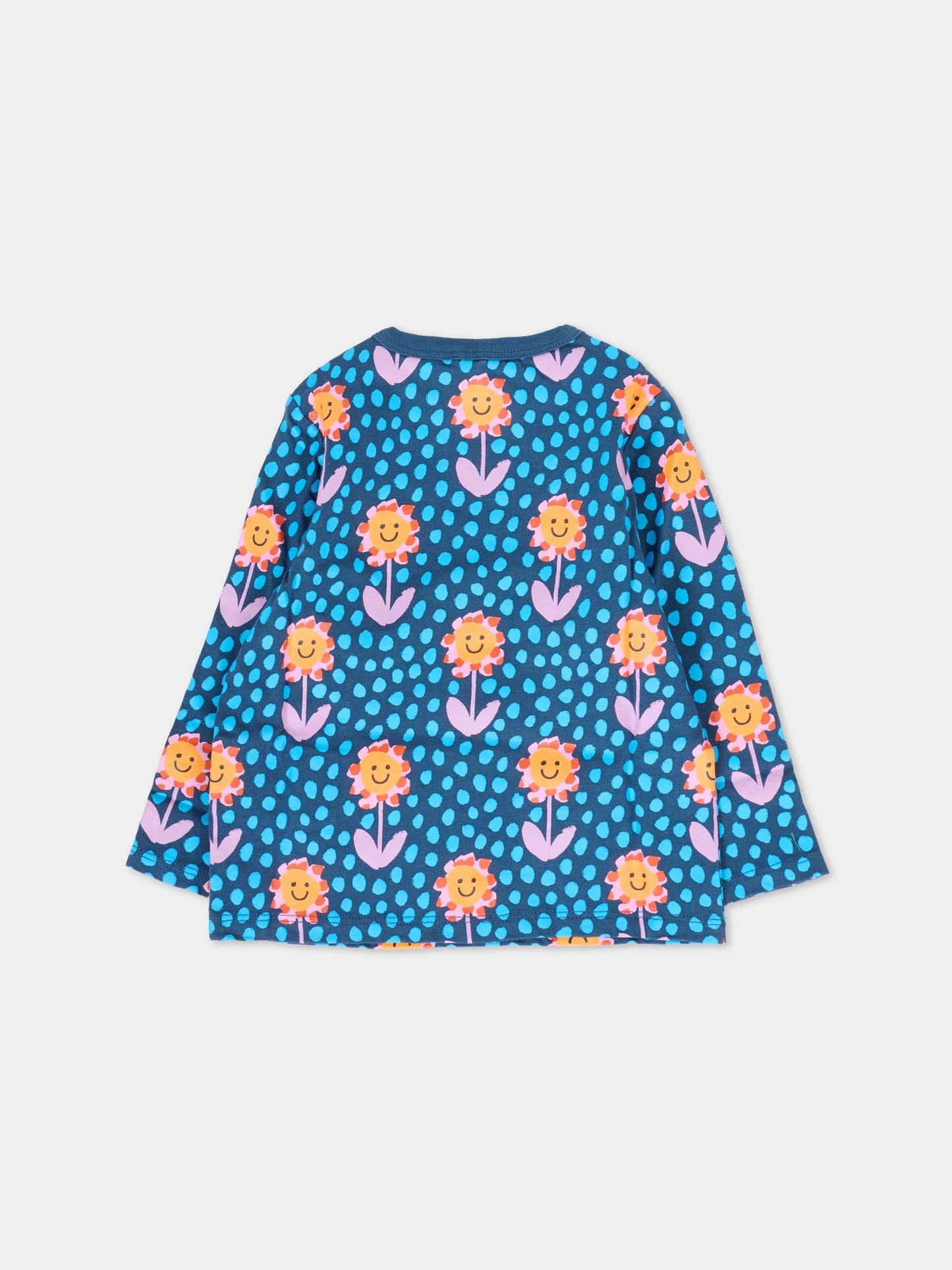 T-shirt blu per neonata con fiori,Stella Mccartney Kids,TT8020 Z1478 618MC
