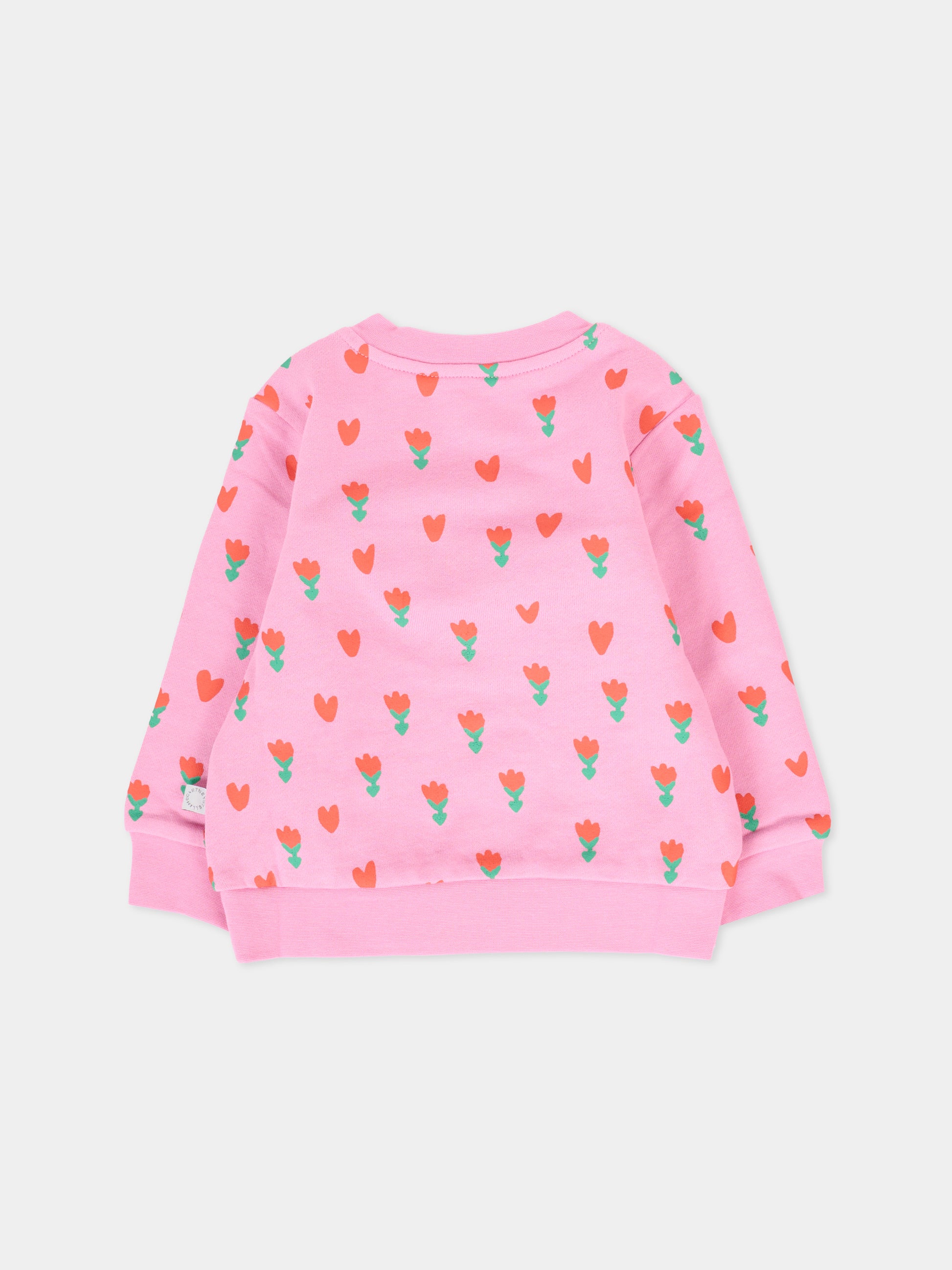 Felpa rosa per neonata con fiori rossi,Stella Mccartney Kids,TT4000 Z1269 547MC