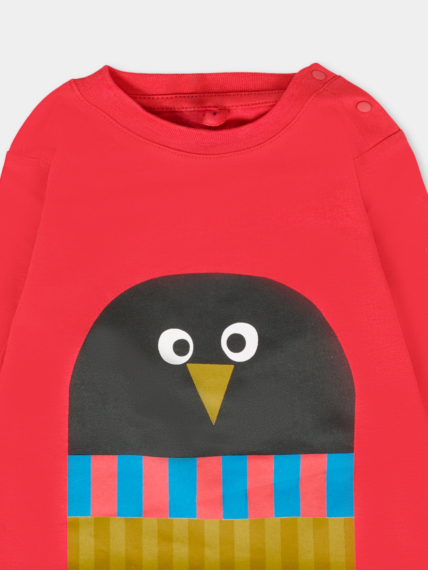 T-shirt rossa per neonato con pinguino,Stella Mccartney Kids,TT8670 Z0434 412