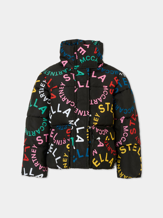 Piumino nero per bambina con logo,Stella Mccartney Kids,TT2C37 Z1274 930MC