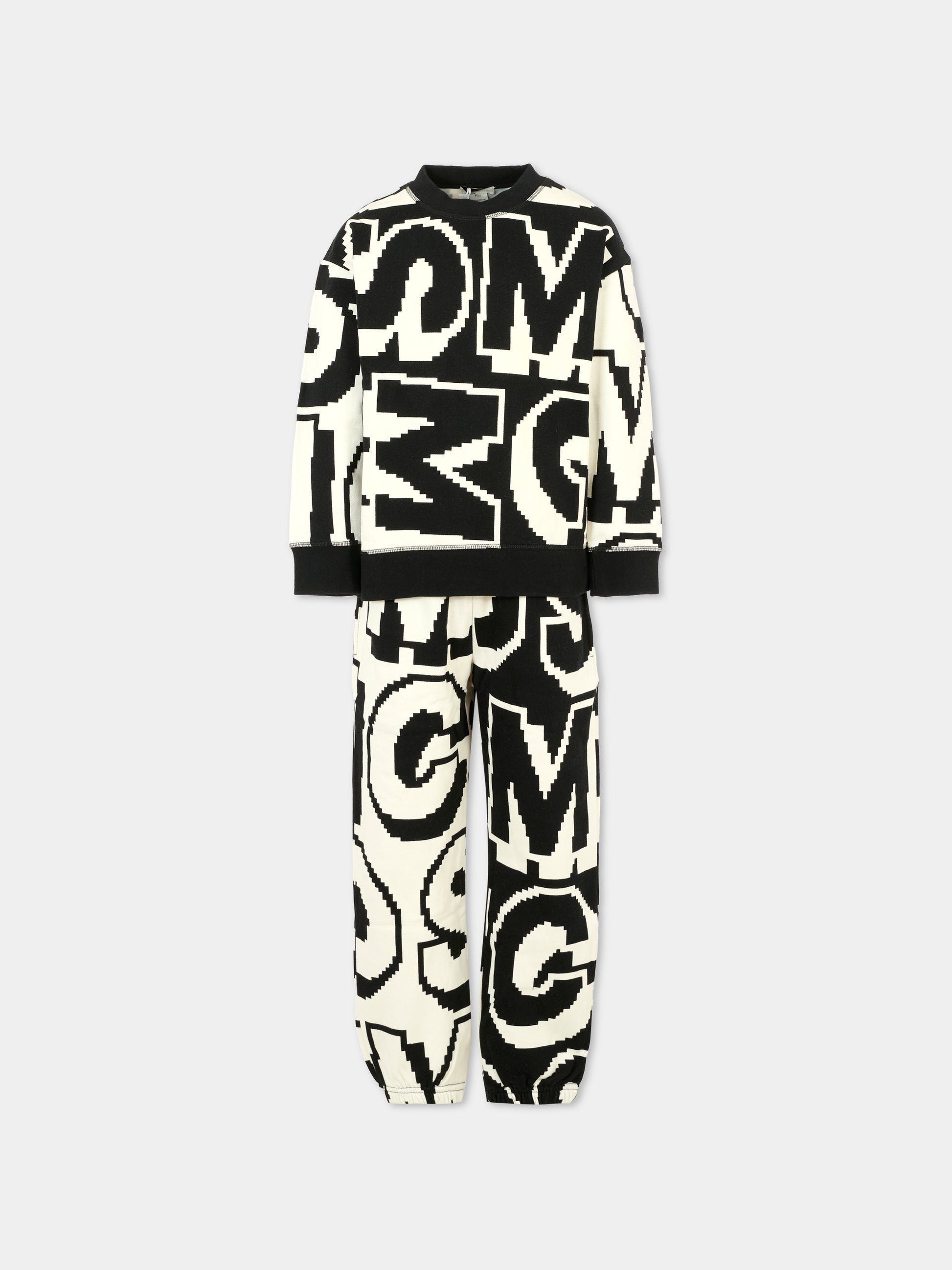 Completo nero per bambino con logo bianco,Stella Mccartney Kids,TV3Q00 Z2153 930MC