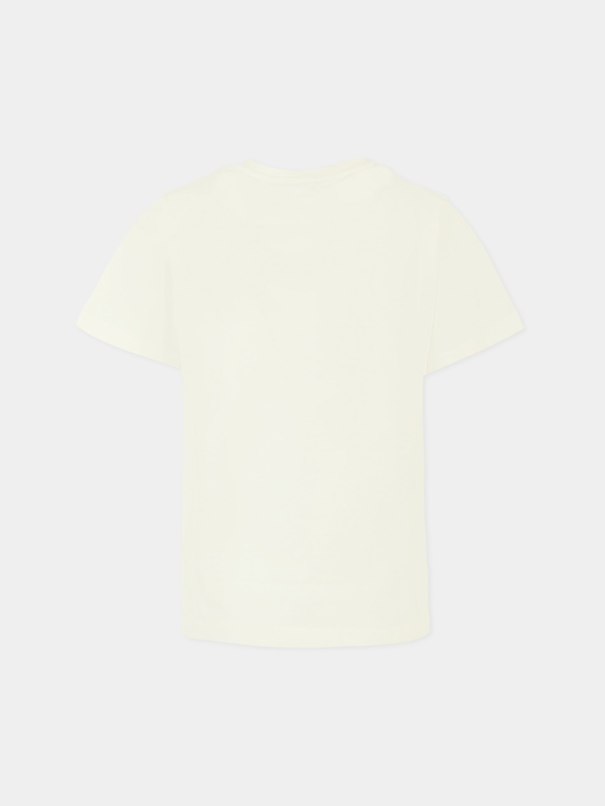 T-shirt bianca per bambino con sole e logo,Stella Mccartney Kids,TV8S91 Z0434 101