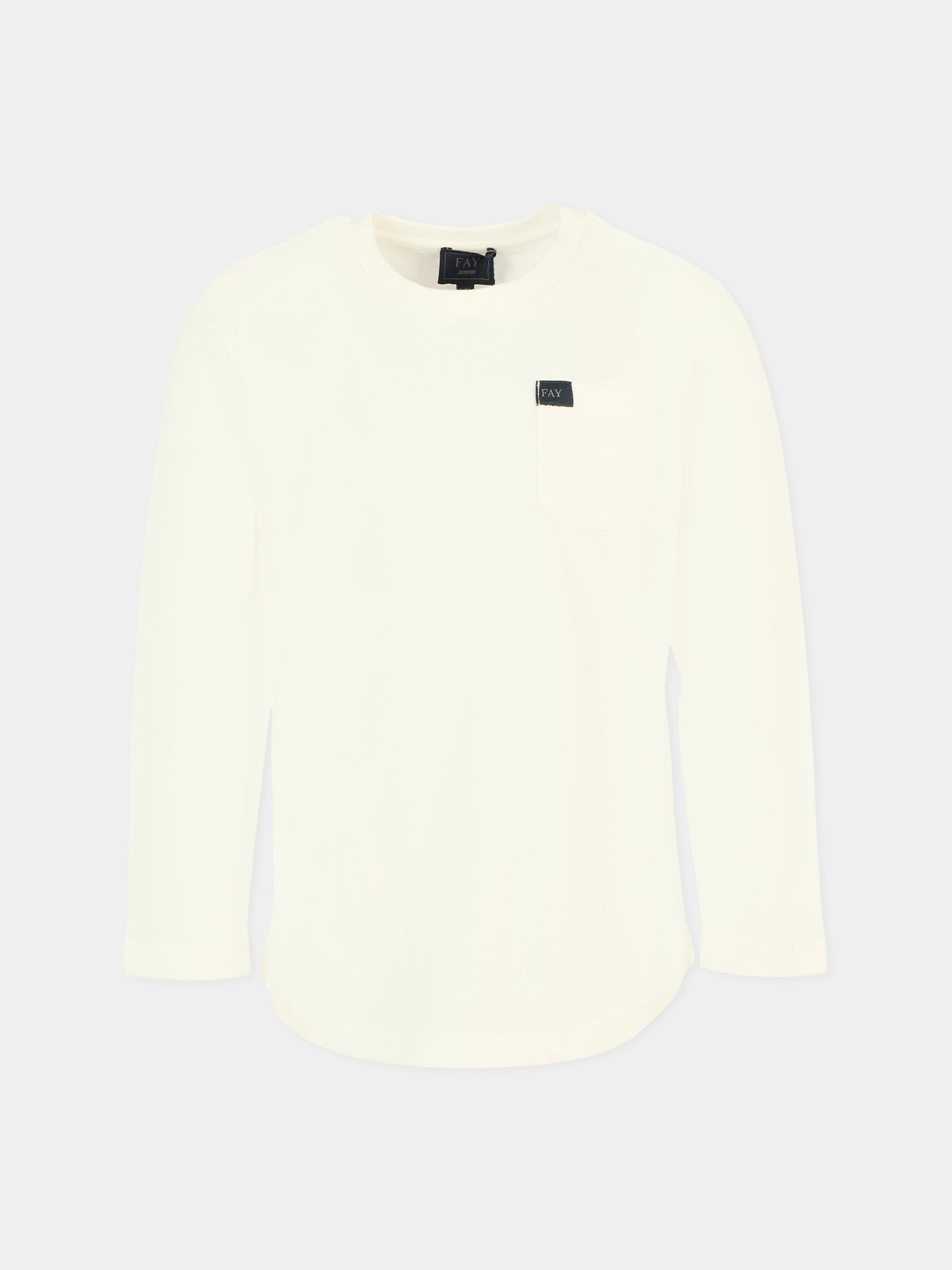 T-shirt avorio per bambino con patch,Fay Kids,FT8P20 Z0761 101