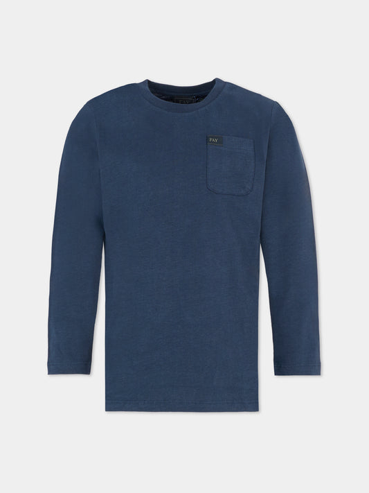 T-shirt blu per bambino con patch,Fay Kids,FT8P20 Z0761 667