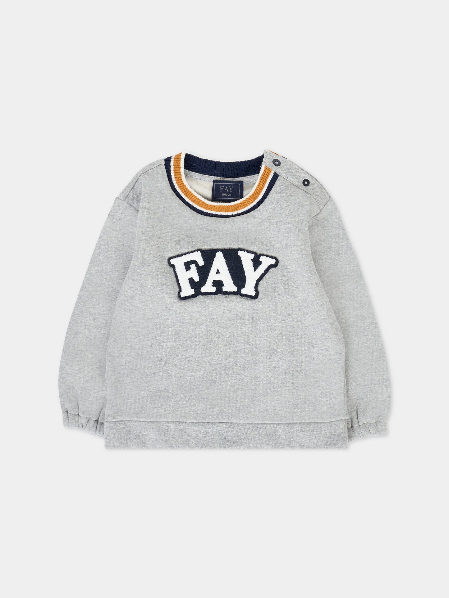 Felpa grigia per neonato con logo,Fay Kids,FT4500 Z0764 805