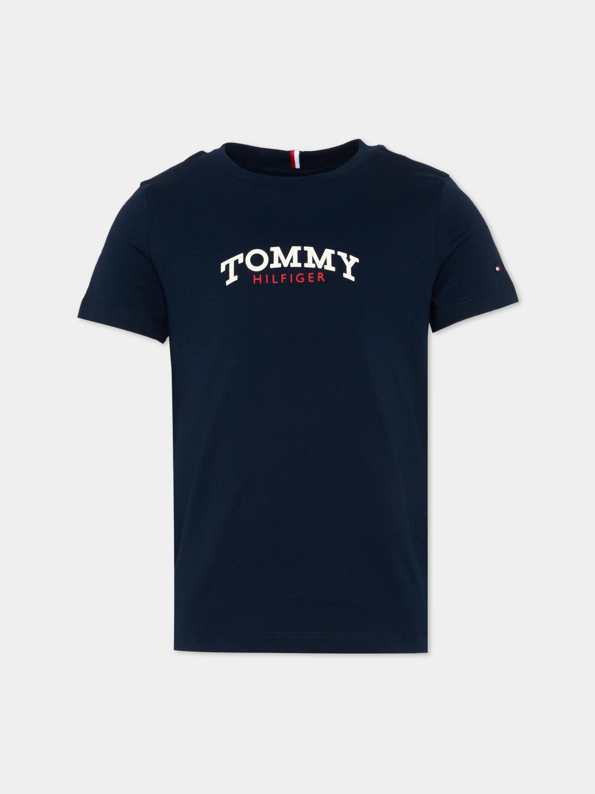 T-shirt blu per bambini con logo,Tommy Hilfiger Junior,KB0KB10263 C1G